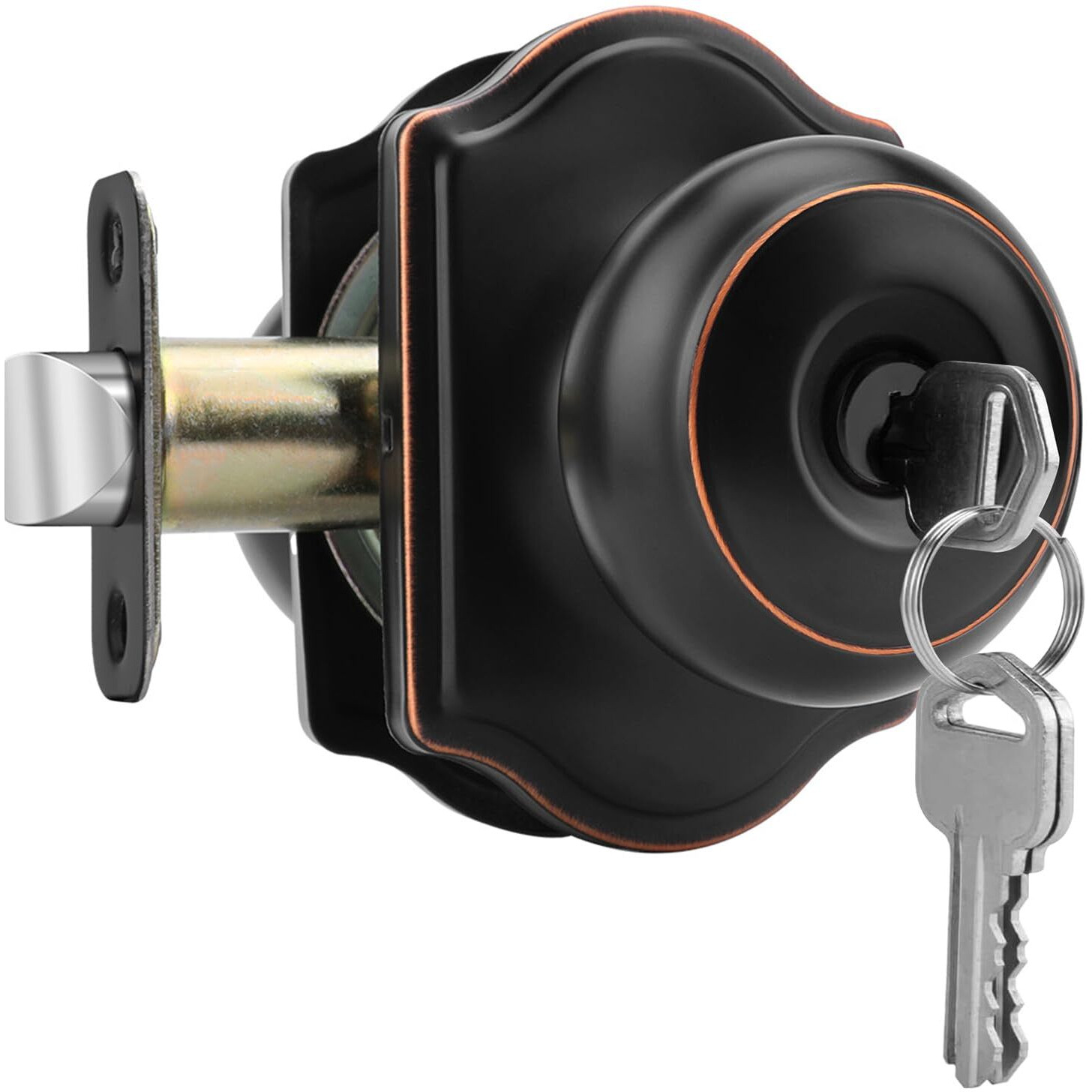 Haidms Keyed Entry Bronze Door Knob Interior, Exterior Locking Door Knobs, Oil Rubbed Bronze Exterior Doorknobs With Lock And Key, 1 Pack