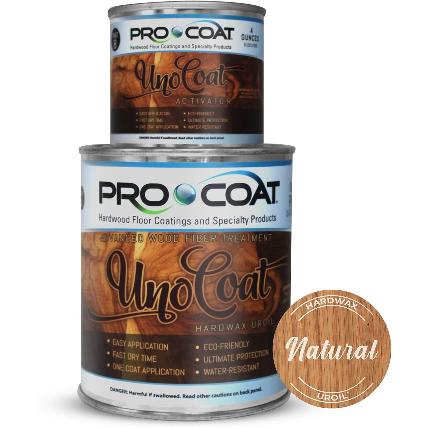 Unocoat Hardwax Uroil With Activator - Made In Usa, Advanced Wood Grain Treatment For Indoor Applications, Urethane-Modified Hard Wax Oil, For Any Wood Species-1 Pint (16Oz / 473Ml) - Natural
