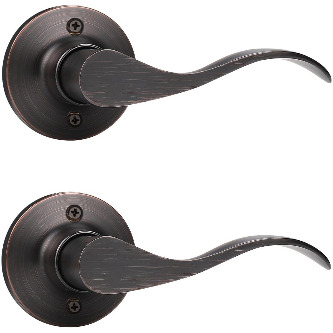 Mengico 2 Pack Single Sided Dummy Door Handle, Oil Rubbed Bronze Interior Door Lever, Right Handled Dummy Knobs For Closet, Non-Turning Interior Push/Pull Door Knob