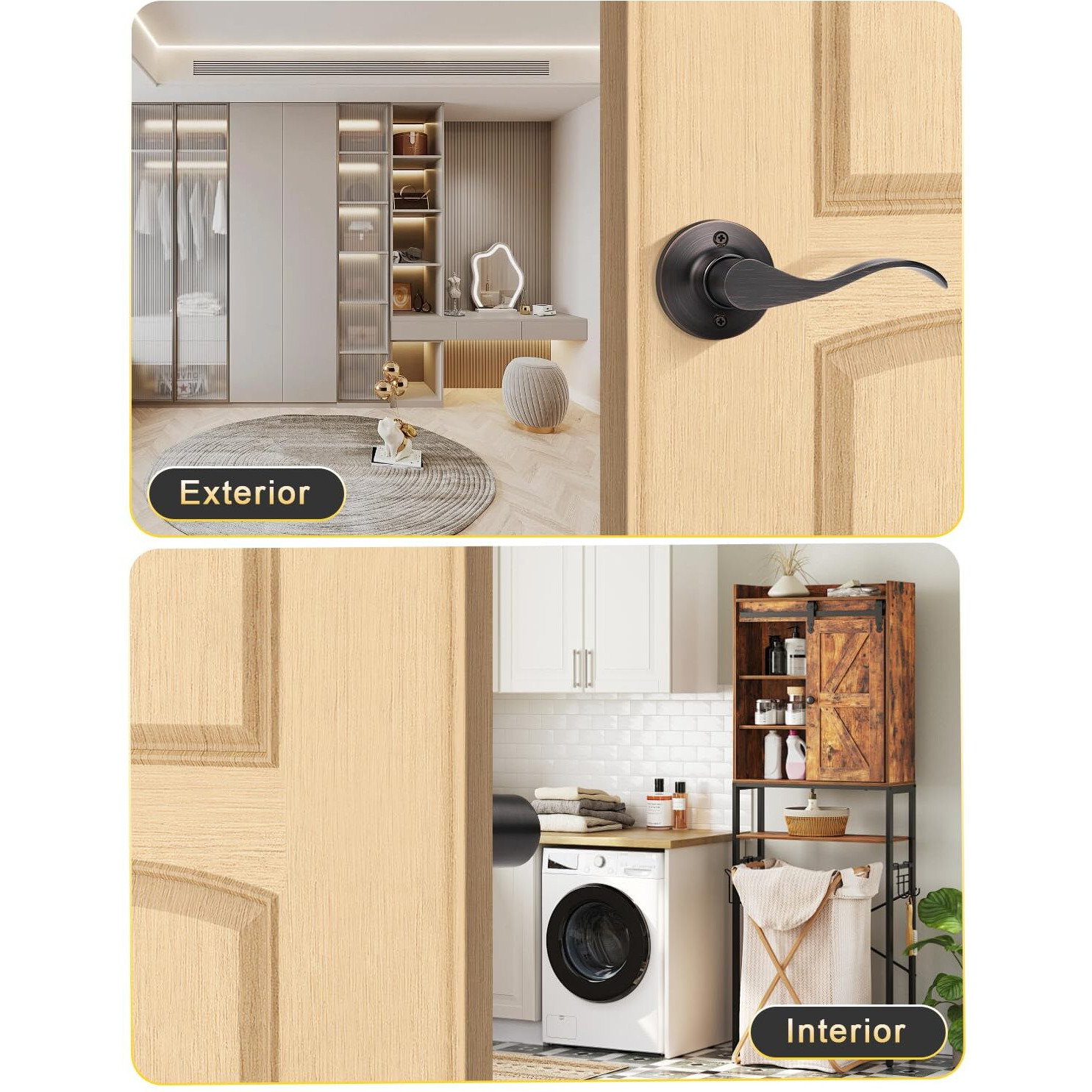 Mengico 2 Pack Single Sided Dummy Door Handle, Oil Rubbed Bronze Interior Door Lever, Right Handled Dummy Knobs For Closet, Non-Turning Interior Push/Pull Door Knob
