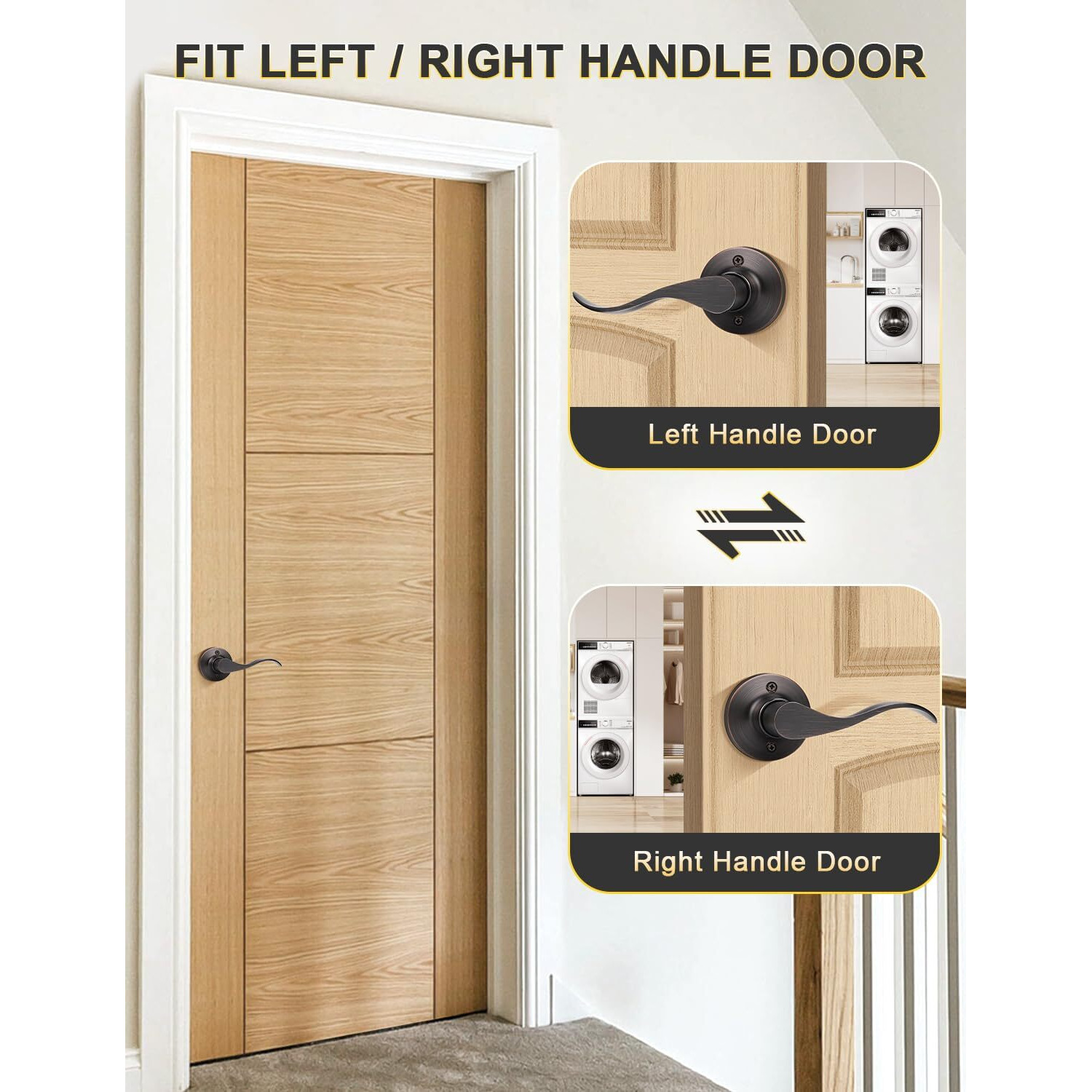 Mengico 2 Pack Single Sided Dummy Door Handle, Oil Rubbed Bronze Interior Door Lever, Right Handled Dummy Knobs For Closet, Non-Turning Interior Push/Pull Door Knob