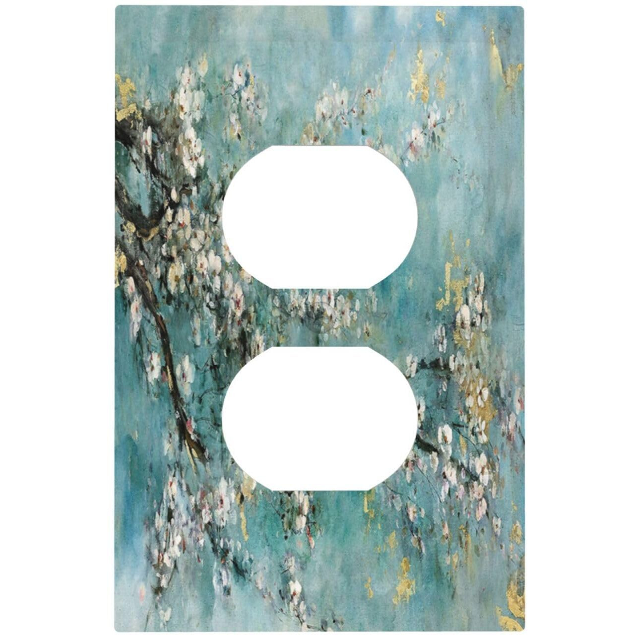 Wpshijia Abstract Flower Oil Painting 1 Gang Single Duplex Light Switch Plate Outlet Cover Decorative Wall Plate Switchplate Electrical Faceplate For Livingroom Bedroom Bathroom Decor