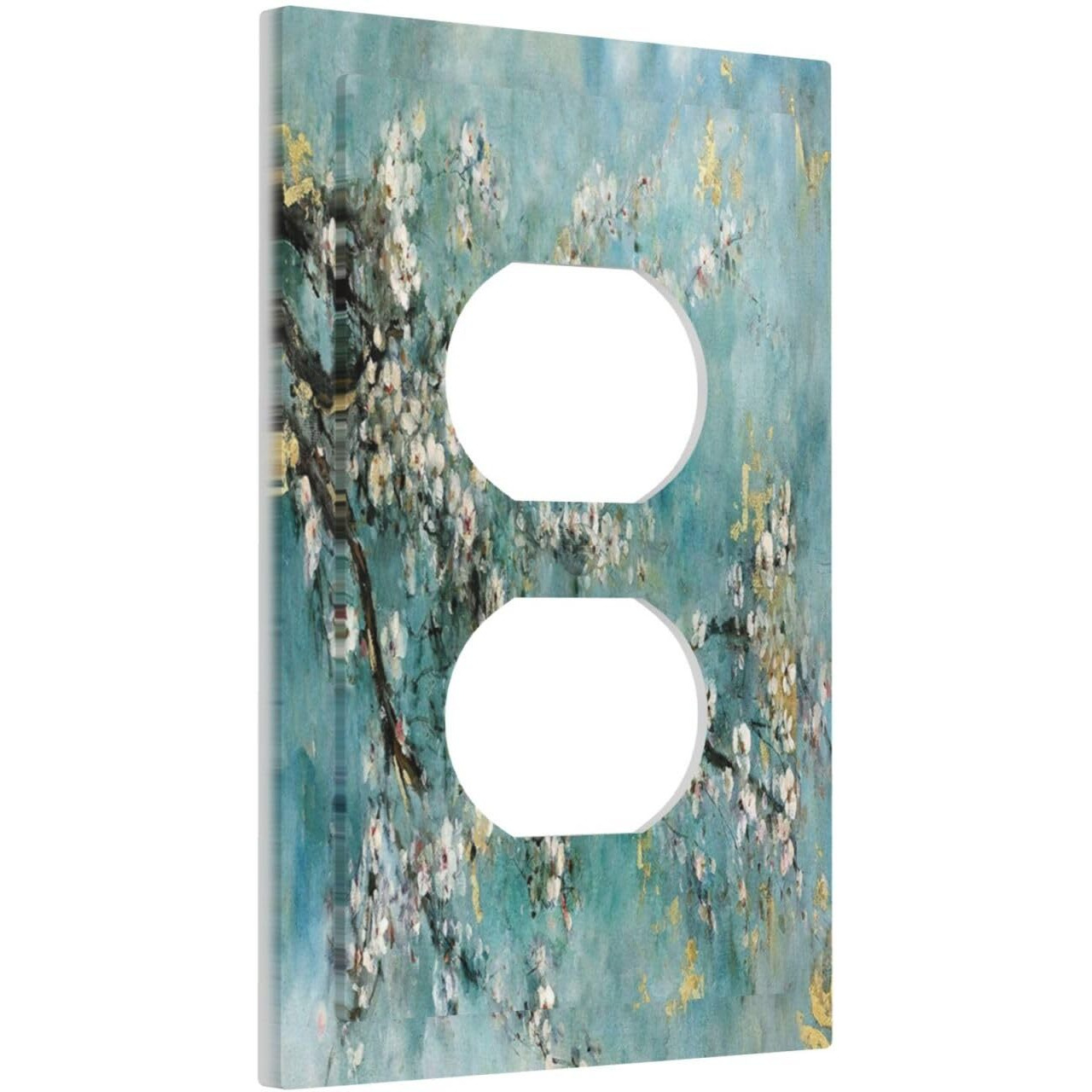 Wpshijia Abstract Flower Oil Painting 1 Gang Single Duplex Light Switch Plate Outlet Cover Decorative Wall Plate Switchplate Electrical Faceplate For Livingroom Bedroom Bathroom Decor