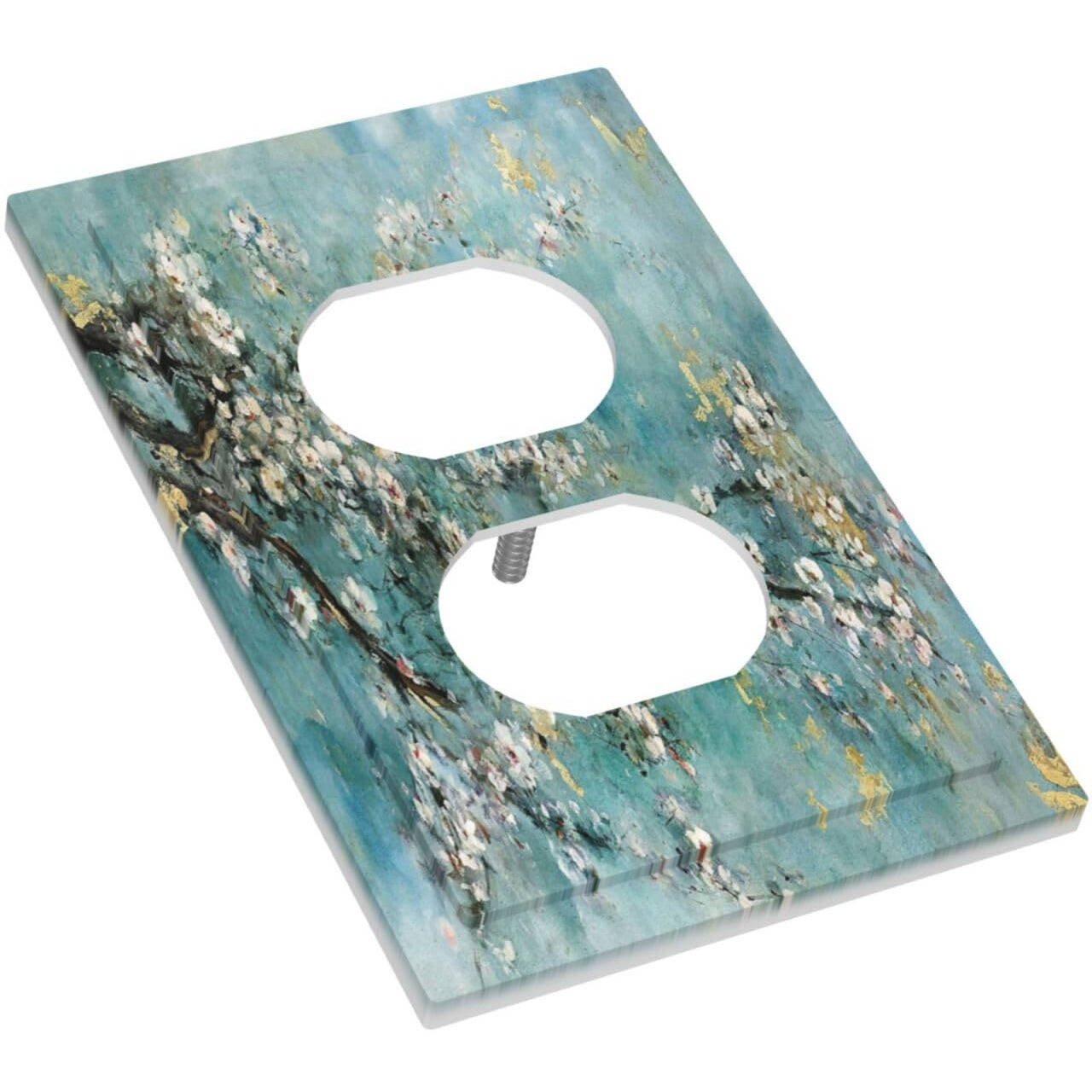 Wpshijia Abstract Flower Oil Painting 1 Gang Single Duplex Light Switch Plate Outlet Cover Decorative Wall Plate Switchplate Electrical Faceplate For Livingroom Bedroom Bathroom Decor
