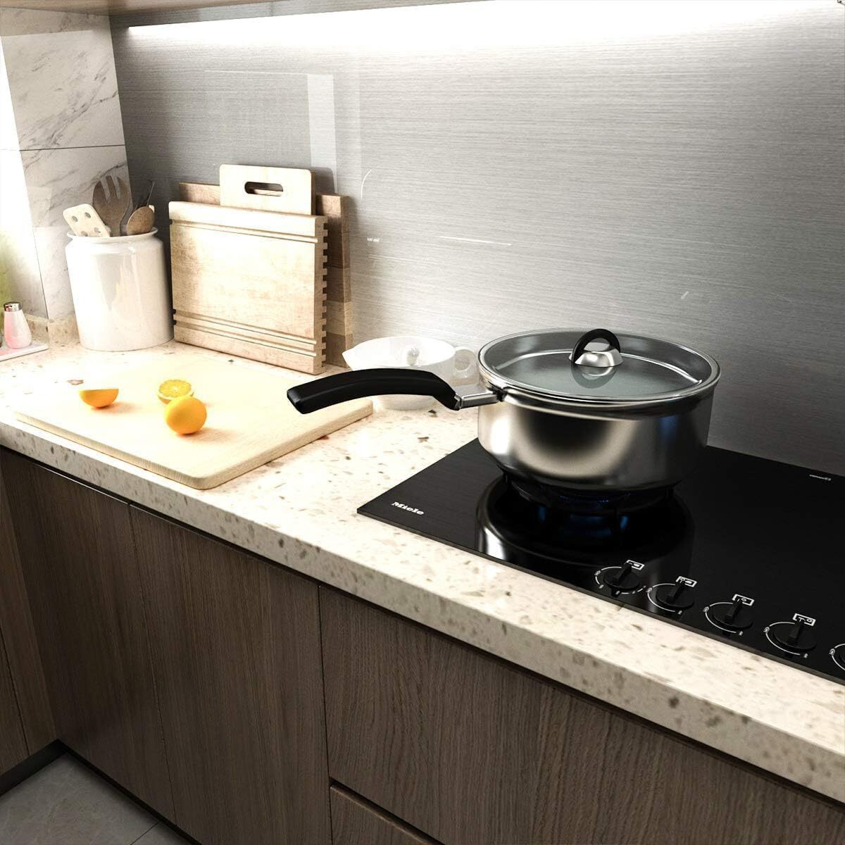 Bayya Extra Wide Stainless Steel Contact Paper For Appliances 48"&quotX354"" Stainless Steel Vinyl Wrap Silver Metallic Wallpaper Peel Stick Kitchen Oil Proof Waterproof Sticker Aluminum Foil Wallpaper