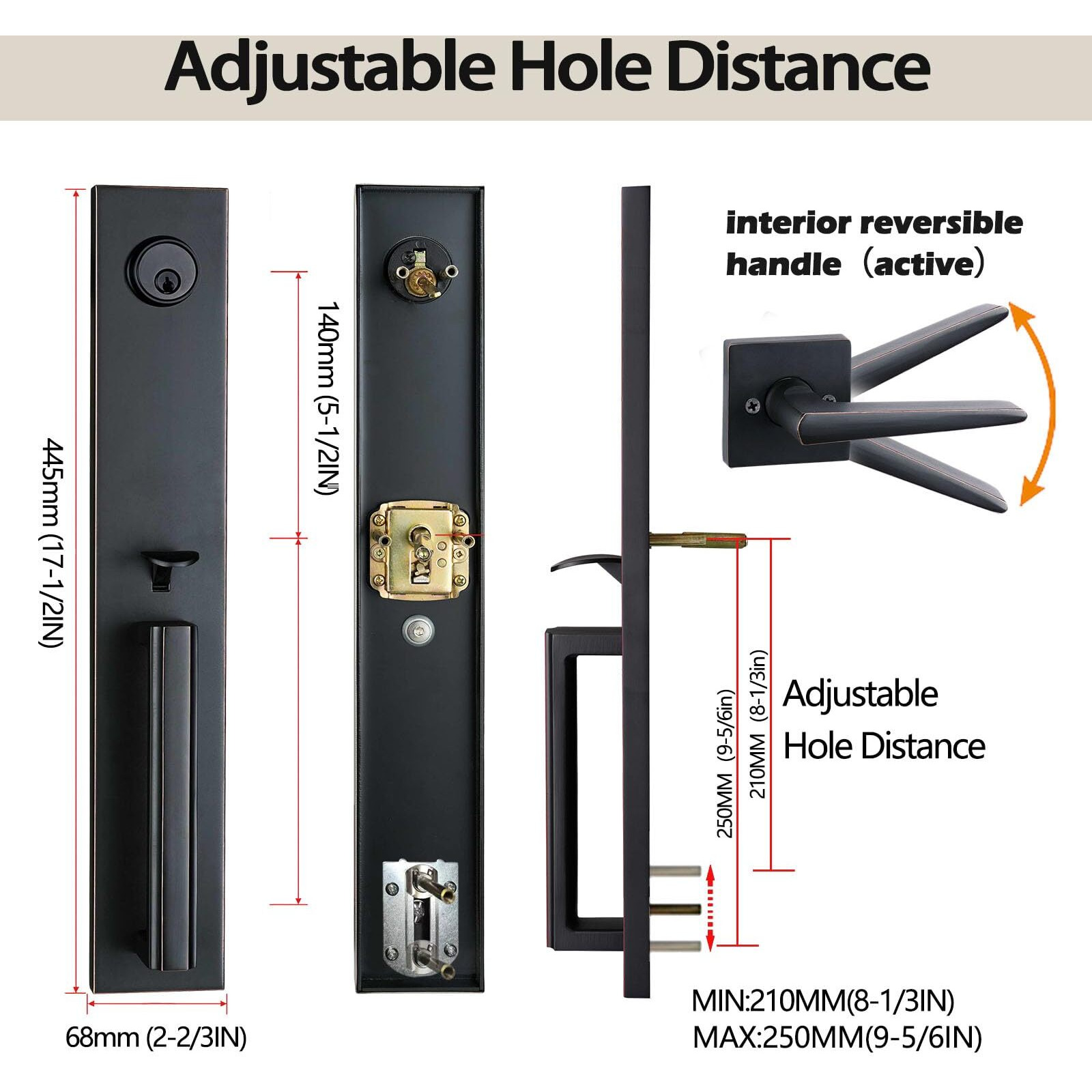 Front Door Handleset Handleset With Knob Door Handle For Entrance Reversible For Right And Left Handed And A Single Cylinder Deadbolt Handle Set Oil Rubbed Bronze Finish Mdhst201610B-Amz