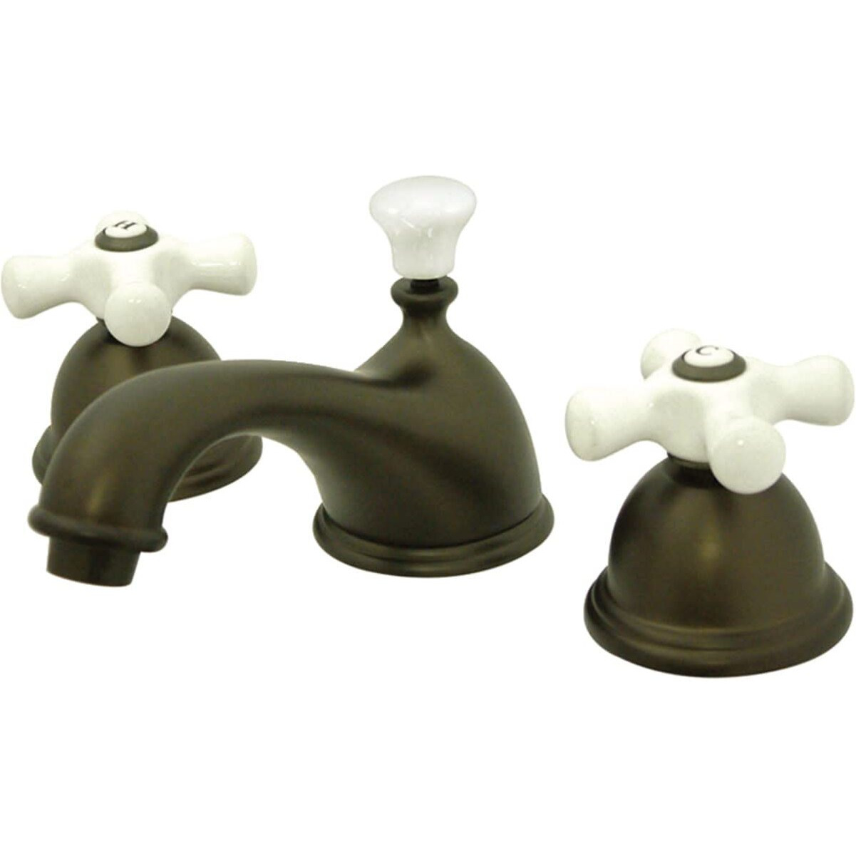 Kingston Brass Ks3965Px Restoration Widespread Lavatory Faucet With Porcelain Cross Handle, Oil Rubbed Bronze, 8-Inch Adjustable Center