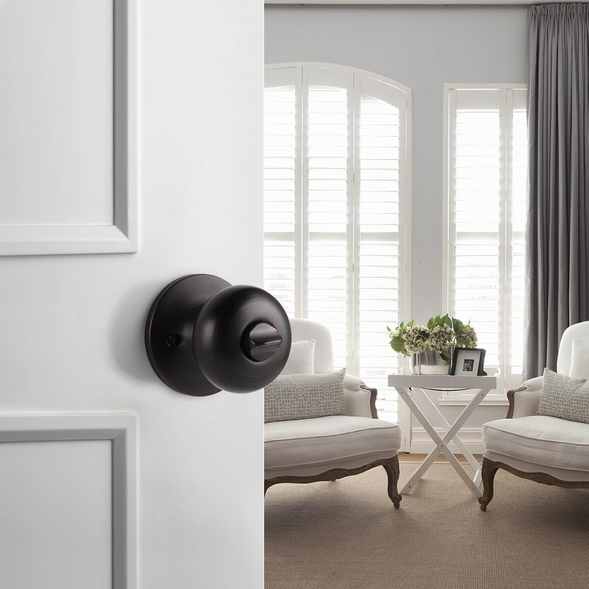 Probrico Entry Door Knobs With Lock, Keyed Alike Entry Door Knobs, Round Oil Rubbed Bronze Exterior/Front Door Knob With Key, 4 Pack Modern Door Knobs
