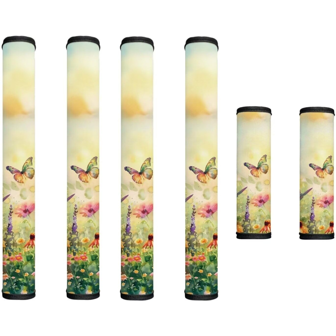 Garucesta Neoprene Fridge Door Handle Covers Set Of 6 Electrical Kitchen Appliance Decor Handles Anti-Skid Protector For Oil Stains, Fingerprints, Liquids, Butterfly Daisy Flowers Yellow
