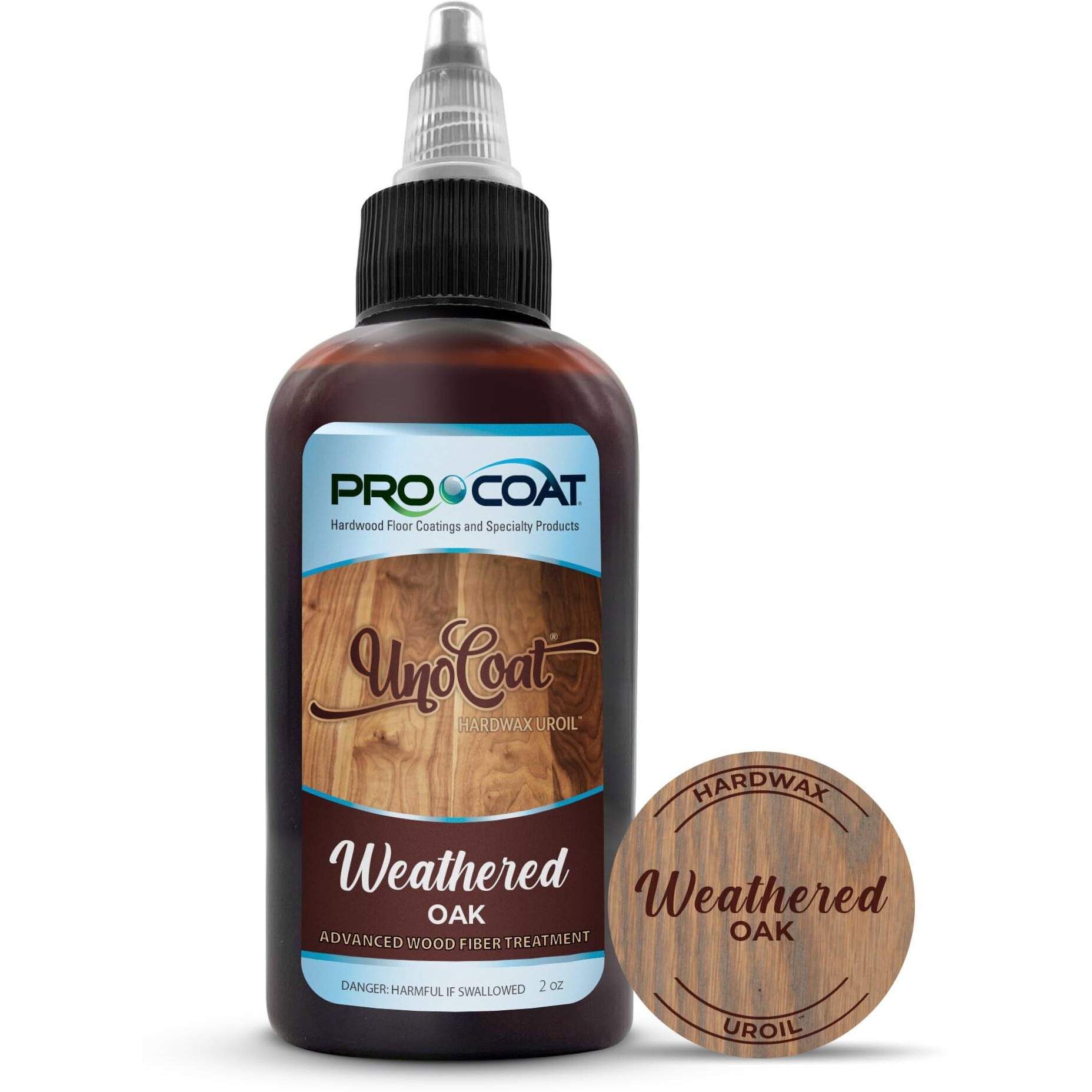 Unocoat Hardwax Uroil Color Samples - Made In Usa - Advanced Wood Grain Treatment For Indoor Applications, Urethane-Modified Hard Wax Oil, For Any Wood Species - 2 Oz / 59 Ml - Weathered Oak