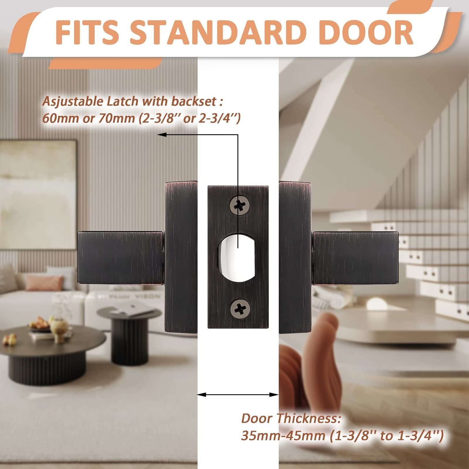 Knobelite 5 Pack Passage Door Knobs Set,Passage Lever Door Handle [Non-Locking Lever Set] For Hallway Doors Or Closets With Oil Rubbed Bronze Finish,Keyless Interior Door Lever