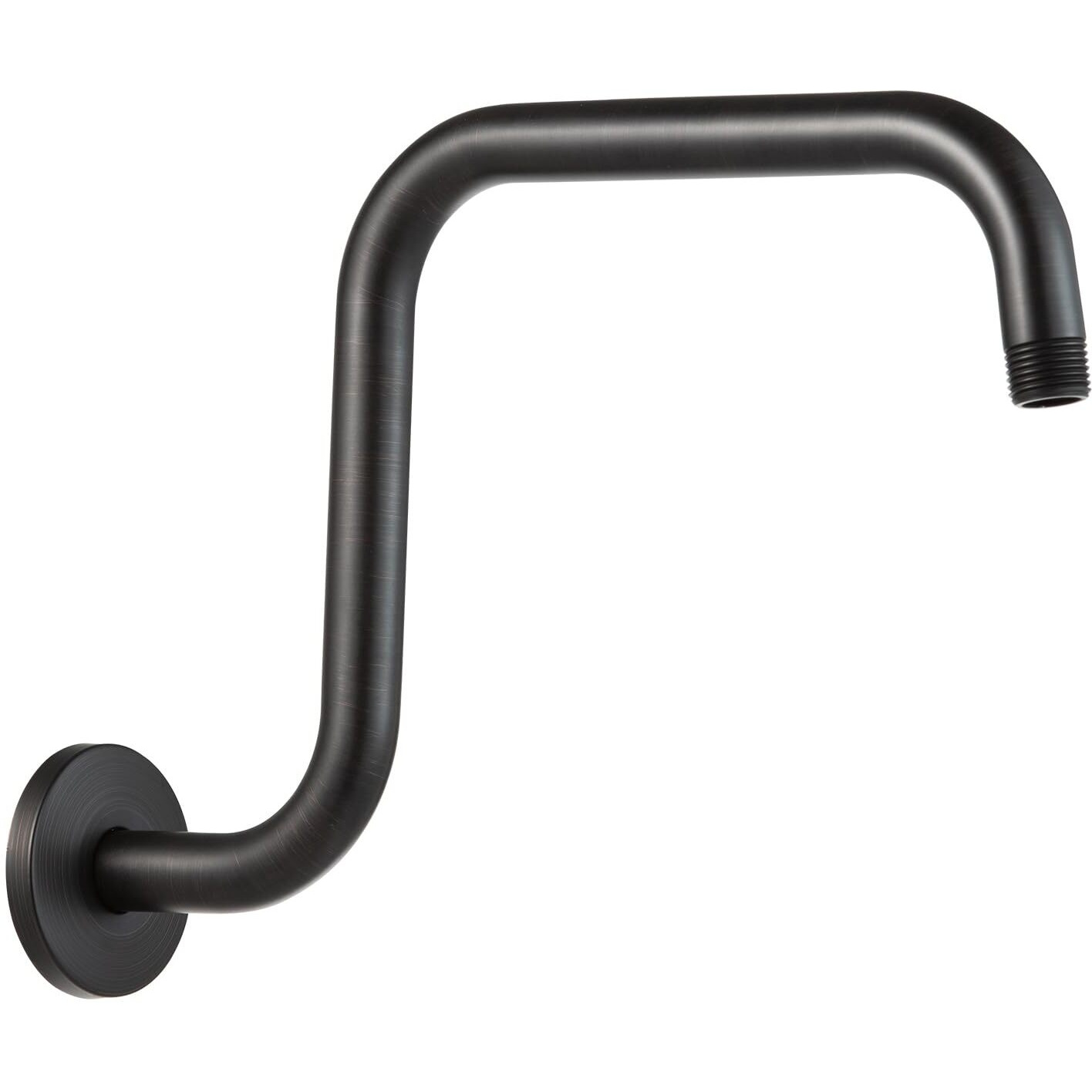 Offo Shower Head Extension Arm 13 In, Oil Rubbed Bronze S Shaped High Rise Extender With Flange Shower Head Pipe Arm