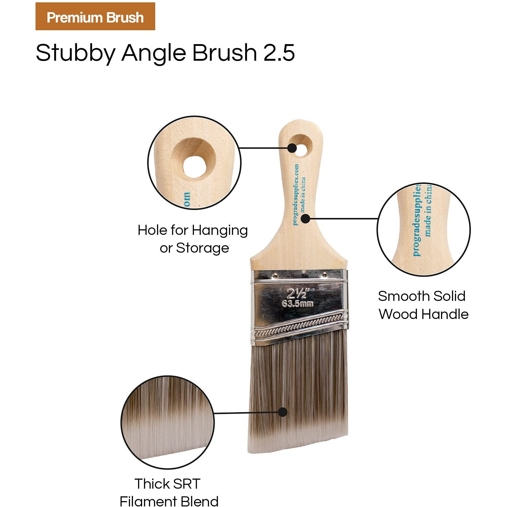 Vermeer Paint Brushes 3-Pack - 2.5"" Angle Brushes For All Latex And Oil Paints & Stains - Home Improvement - Interior & Exterior Use