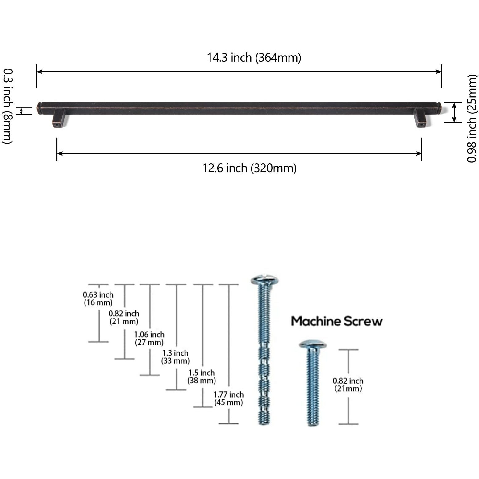 Goo-Ki 6 Pack 12-3/5 In(320Mm) Hole Center Cabinet Pulls Antique Oil Rubbed Bronze Zinc Alloy Kitchen Drawer Pulls Drawer Handles 14-1/5 Inch Length 1814-Agt-320