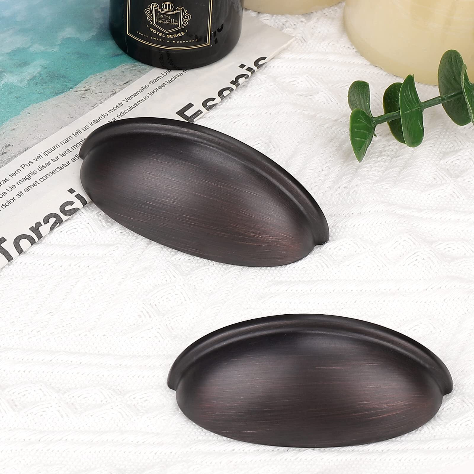 Probrico 30 Pack Drawer Bin Cup Pulls Dresser Pulls For Cabinets Oil Rubbed Bronze - 3 Inch Hole Centers Furniture Handles Kitchen Cabinet Hardware Modern Cup Pulls Handles Knobs