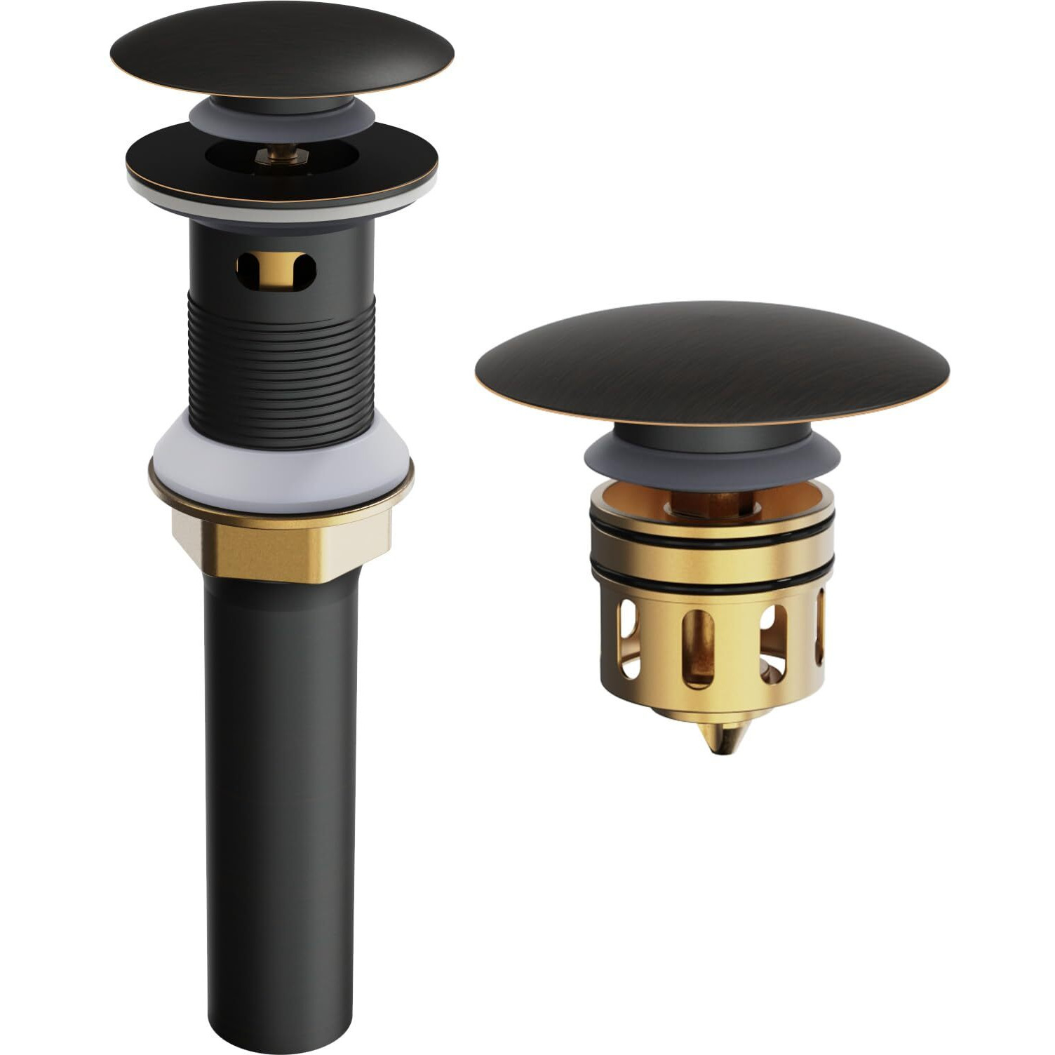 Yodel Faucet Bathroom Sink Drain With Overflow, Pop Up Drain For Bathroom Sink With Anti-Clogging Hair Catcher Basket,Oil Rubbed Bronze