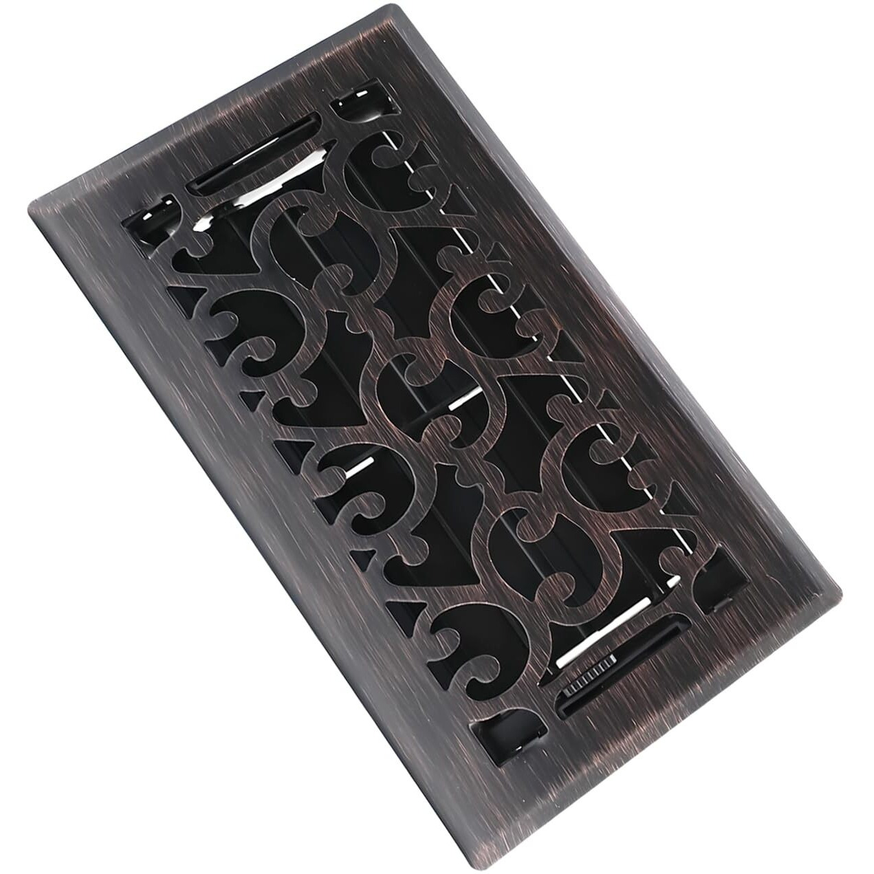 Sanycasa 4X8 Inches Air Floor Vents Register Ease Adjust Air Flow Savannah Design-Heavy Duty Walkable Steel Decorative Vent Covers For Home Floor - Oil Rubbed Bronze Floor Vent Covers