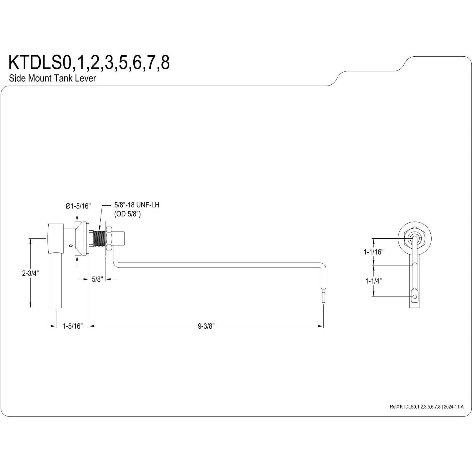 Kingston Brass Ktdls5 Concord Side Mount Toilet Tank Lever, Oil Rubbed Bronze
