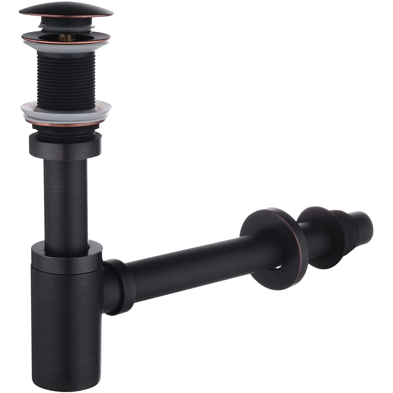 Gordee Bathroom Sink Stopper P-Trap Complete Set Adjustable 1-1/4 Bottle Trap Solid Brass Sink Drain Kit Tube And Pop Up Drain Stopper Set No Overflow, Oil Rubbed Bronze