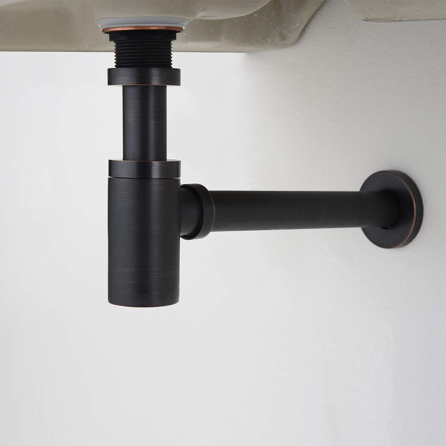 Gordee Bathroom Sink Stopper P-Trap Complete Set Adjustable 1-1/4 Bottle Trap Solid Brass Sink Drain Kit Tube And Pop Up Drain Stopper Set No Overflow, Oil Rubbed Bronze