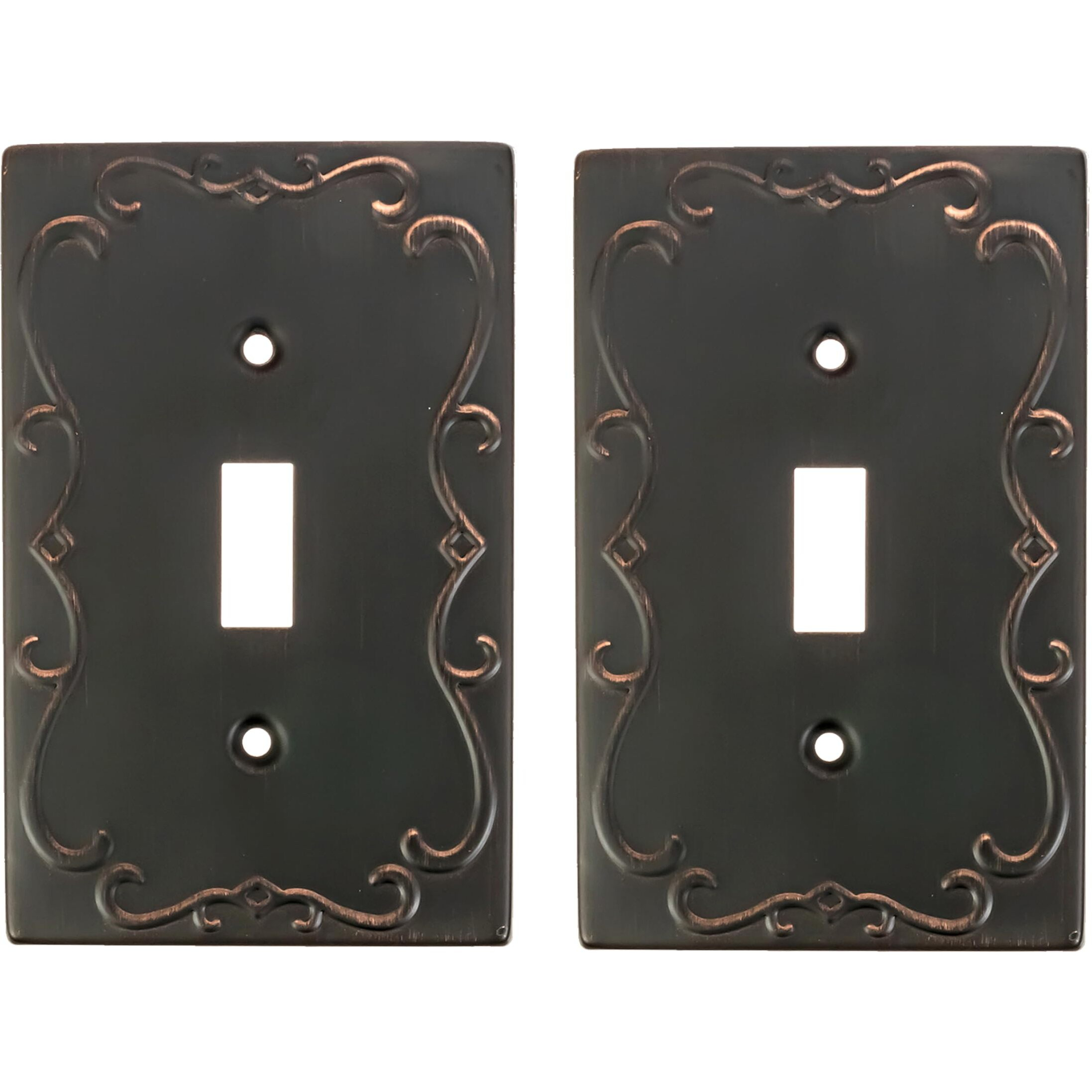 Sleeklighting | Wall Plates Decorative Regal Scrollwork Oil Rubbed Bronze | Electric Outlet And Switch Covers| Style 1 Gang Toggle (2 Pack)