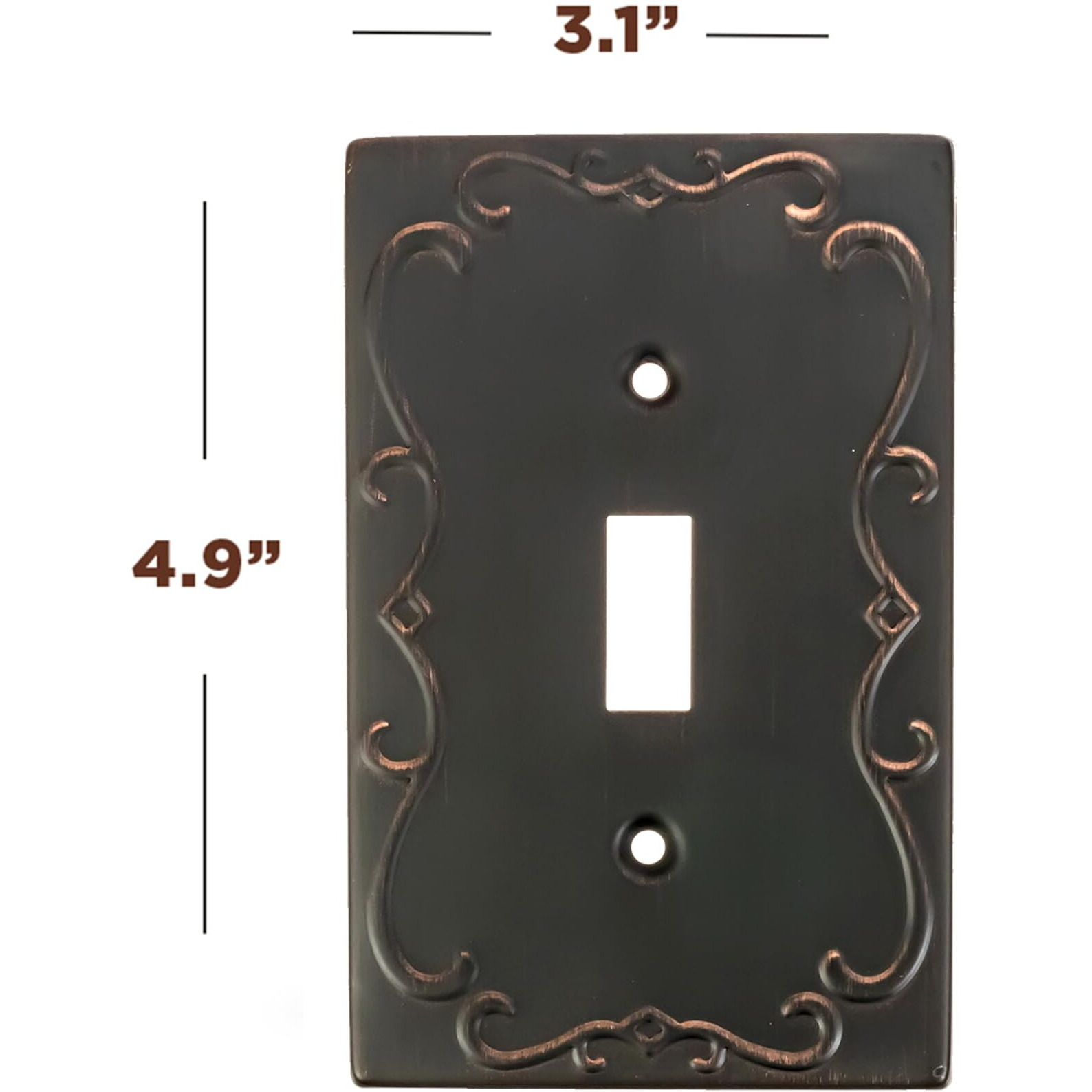 Sleeklighting | Wall Plates Decorative Regal Scrollwork Oil Rubbed Bronze | Electric Outlet And Switch Covers| Style 1 Gang Toggle (2 Pack)