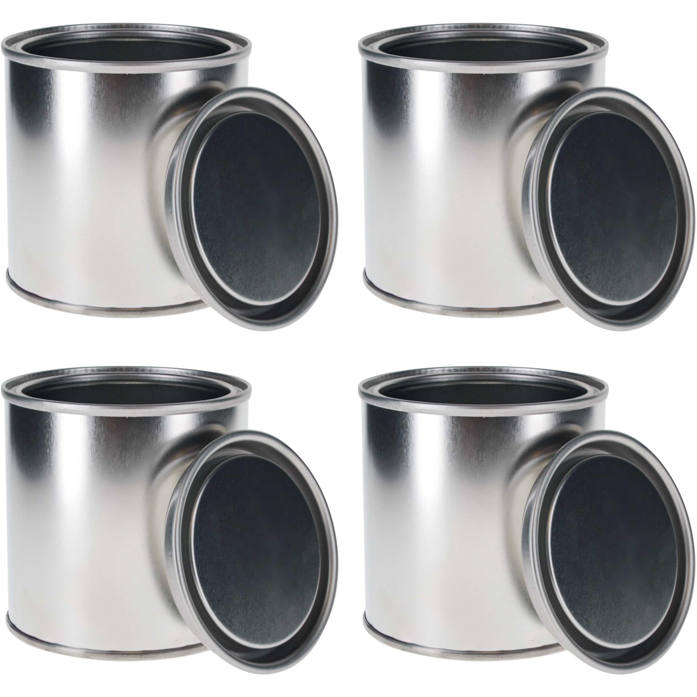 Master Elite Small 1/2 Pint Unlined Empty Metal Paint Can Bucket With Lids, Pack Of 4 - Triple Tight Lid Seal, 8 Fl. Oz. Steel Coating Storage Container Tin - Store Oil-Based Paint, Art, Diy Crafts