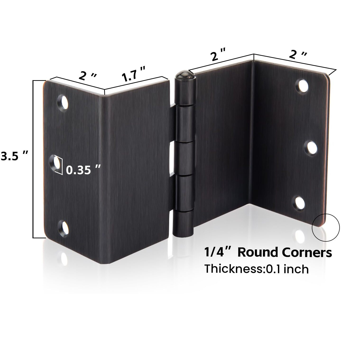 Haidms 3 Pack Offset Hinges Oil Rubbed Bronze Expandable Door Hinges 3.5 Inch Heavy Duty Full Mortise Door Hinges With 1/4'' Radius Corner