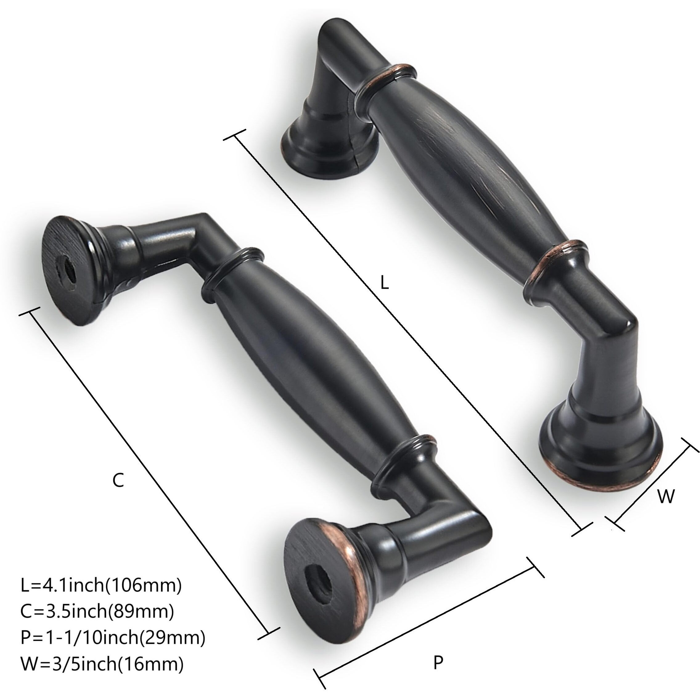 Zauyx 2 Pack 3-1/2 Inch Hole Center Oil Rubbed Bronze Cabinet Pulls Solid Heavy Duty Cabinet Pull Cabinet Handles Kitchen Cabinet Hardware Vanity Handles Bathroom Cabinet Pulls