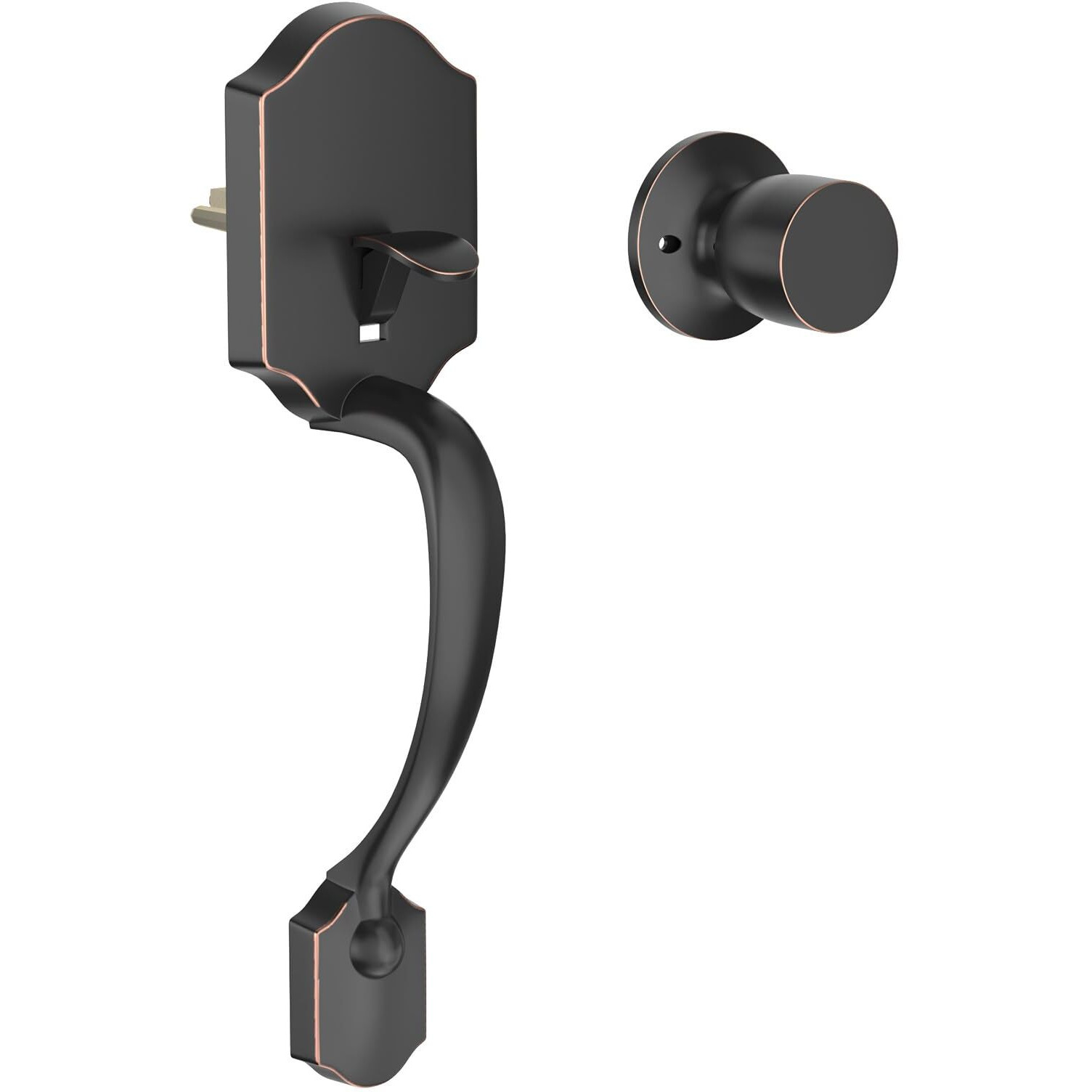 Hosom Front Door Handle Set, Exterior Door Handle With Door Knob, No Lock, Entry Door Handleset For Right & Left-Handed Doors, Oil Rubbed Bronze