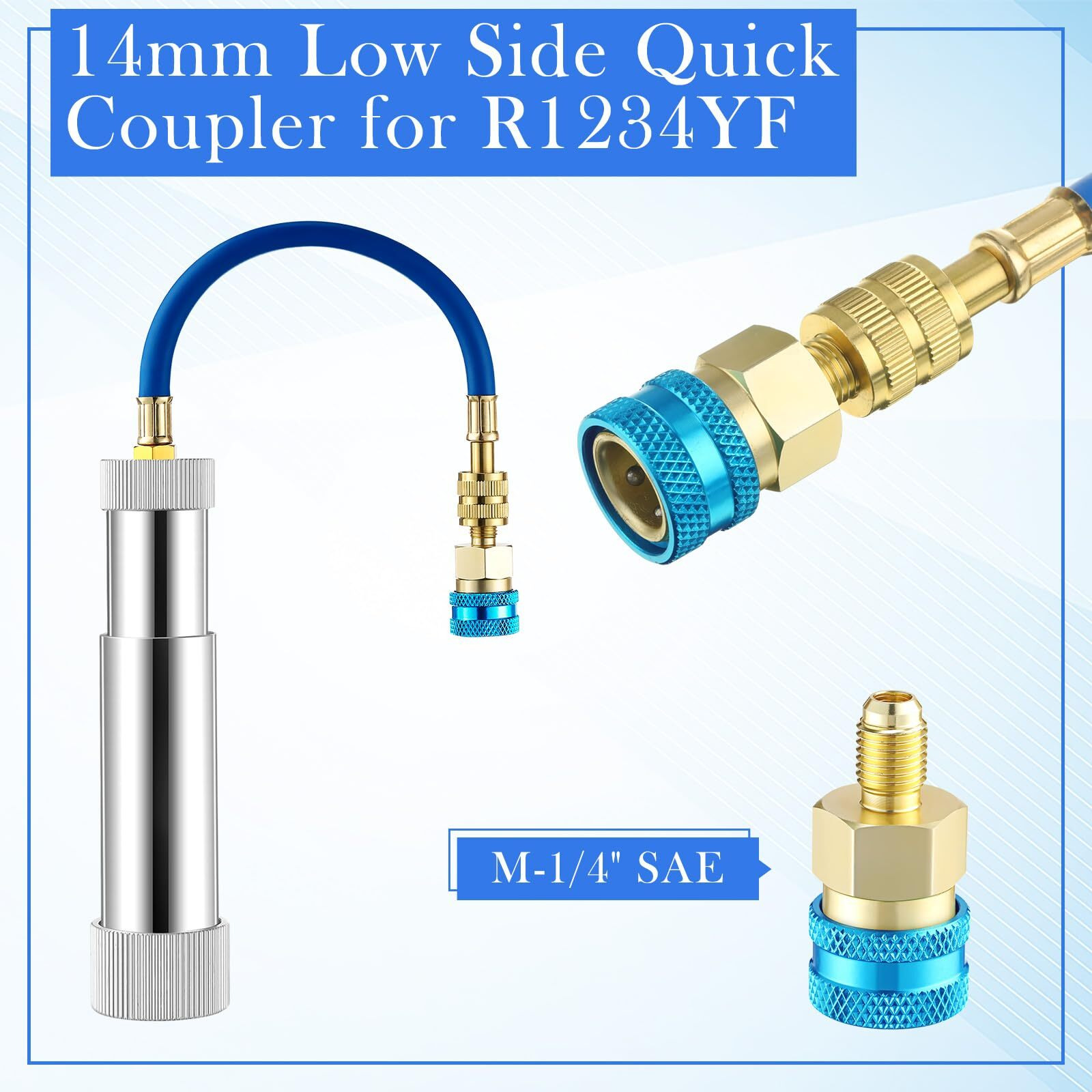 Glooglitter Oil And Dye Injector Kit With 1/4"" Connector Compatible With Sae Flashlight Uv Protective Glasses R134A Oil Injector R1234Yf Low Side Quick Coupler Compatible With R134A R22 R12 R1234Yf