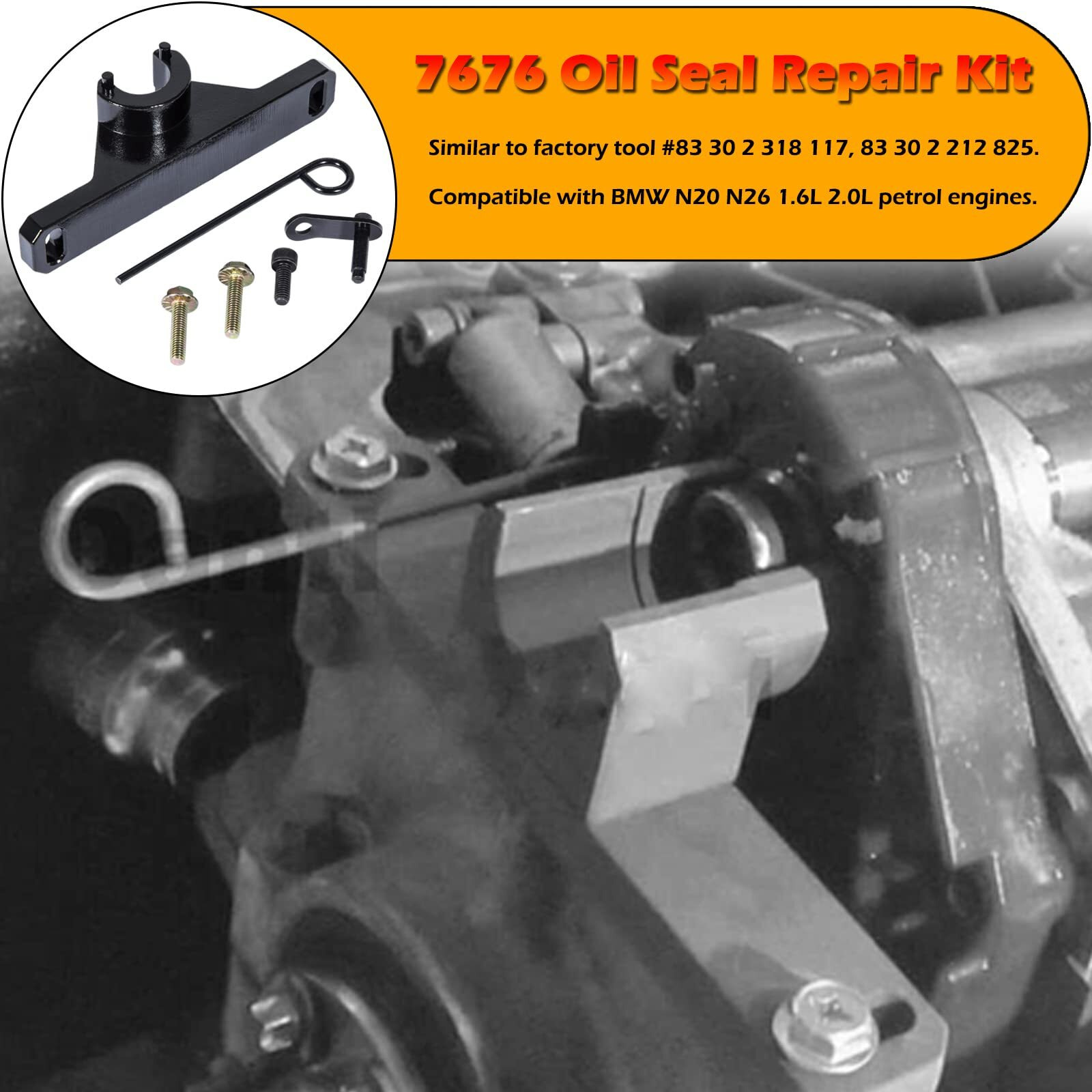 Heavy Duty 2801 Flywheel Holder Flex Plate Lock Tool For Replacing Timing Chain + 7676 Oil Seal Repair Kit With Balance Shaft & Oil Pump Alignment Tool Set For Bmw 1 2 3 4 Series N20 N26 Engines