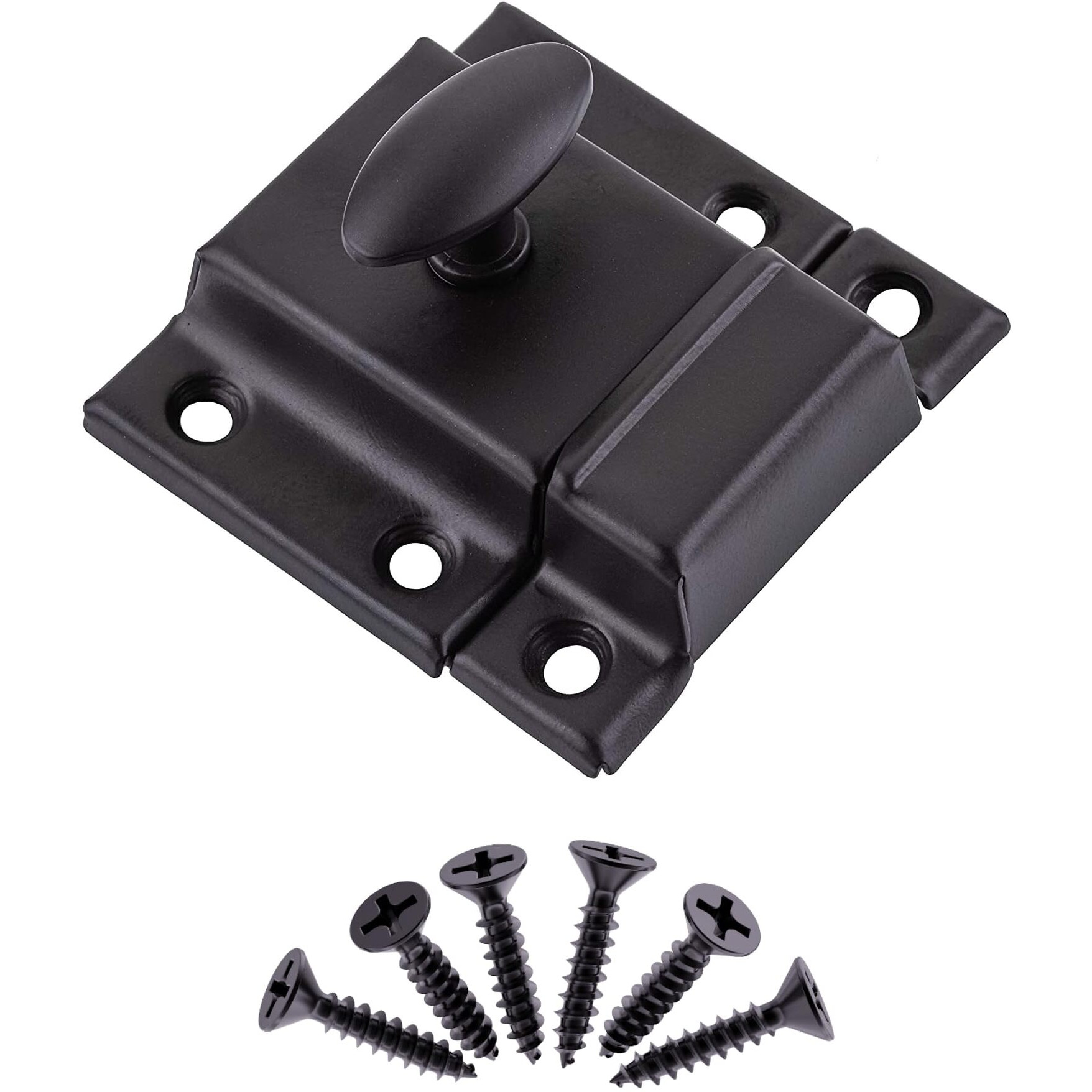 Large Stamped Oil Rubbed Bronze Cabinet Door Latch - 2 1/8""    2 1/8"" - Pack Of 4 - Spring Loaded Cupboard Door Latch With Oval Turn - Vintage Cabinet Hardware | Ua-140-Lob (4)