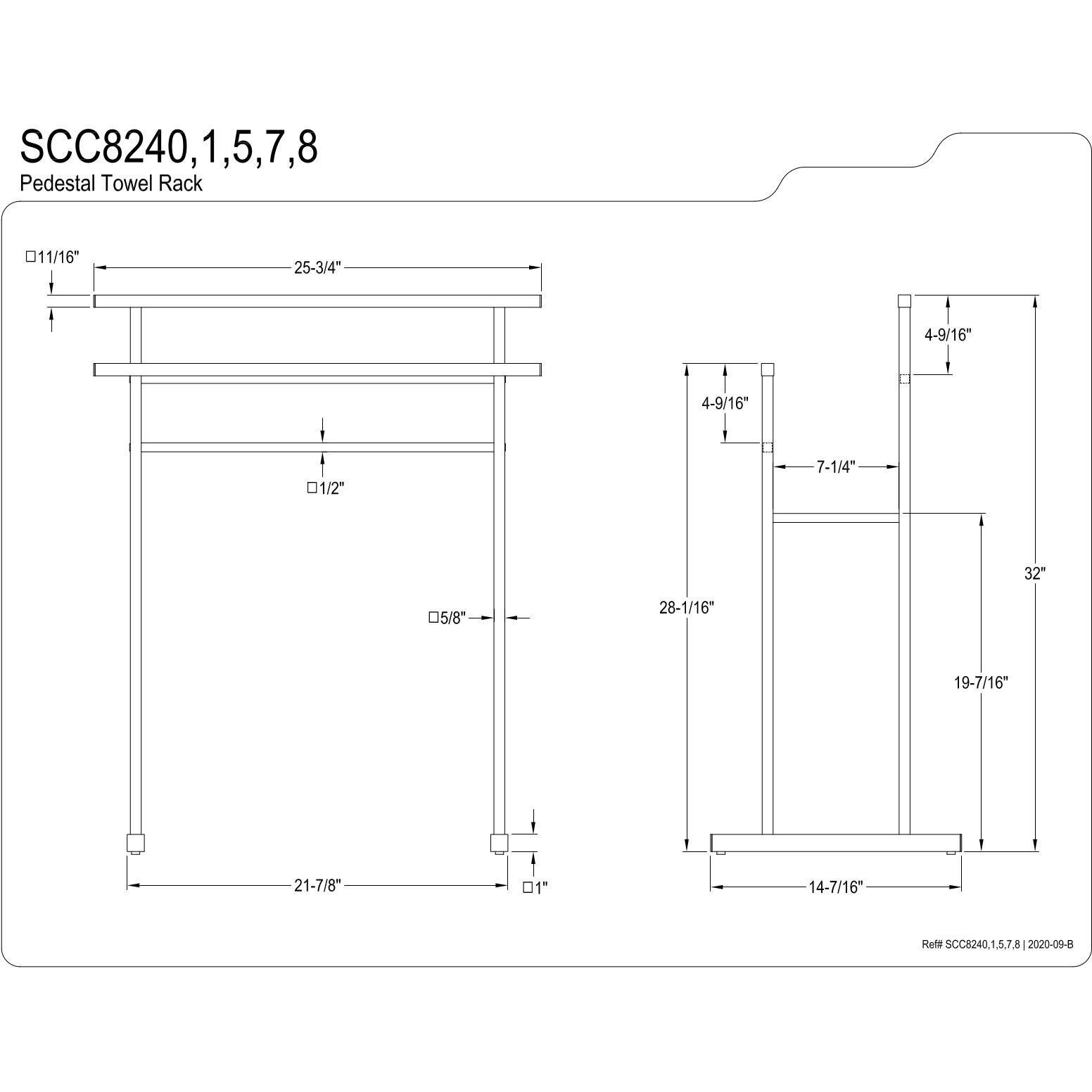 Kingston Brass Scc8245 Pedestal Steel Construction Towel Rack, Oil Rubbed Bronze