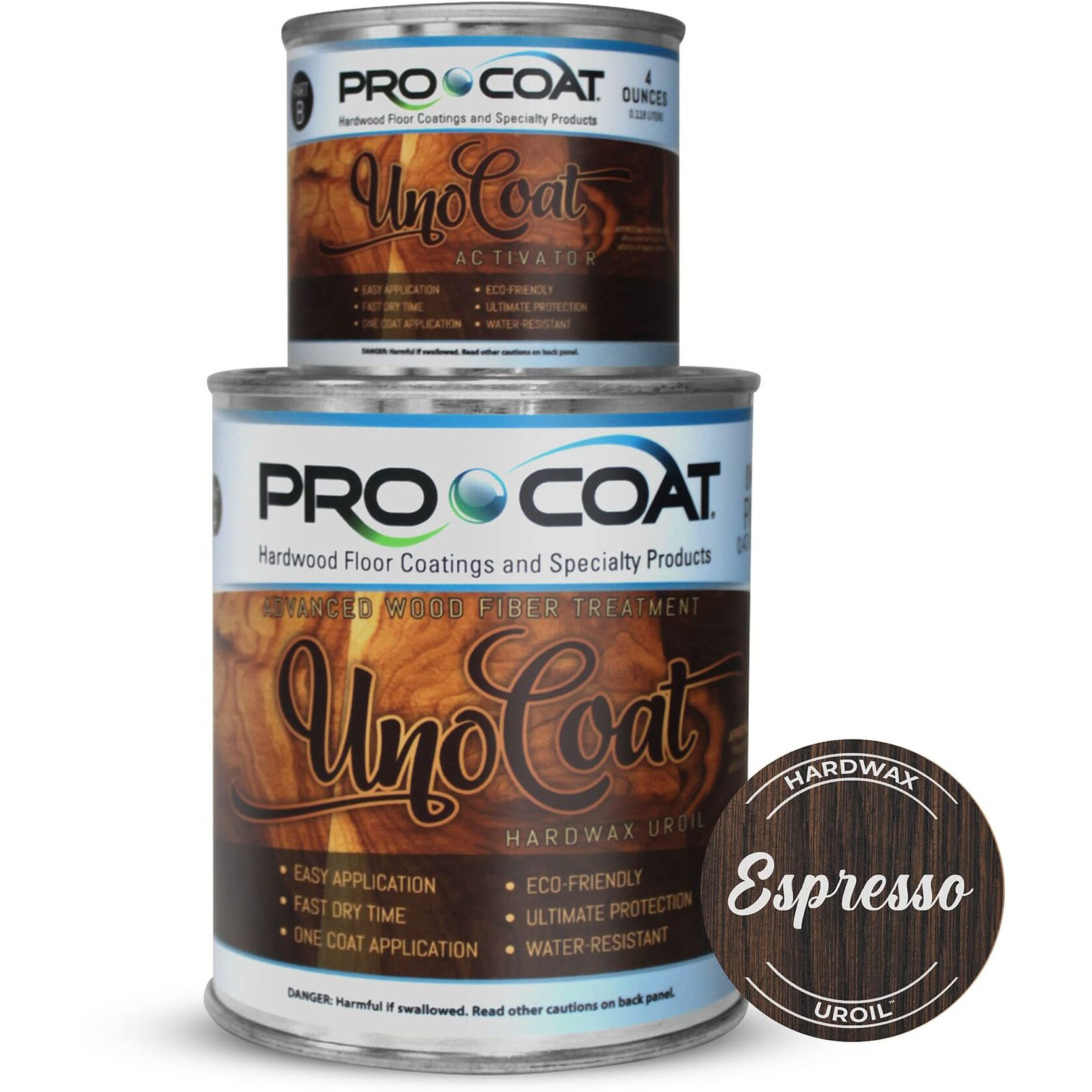 Unocoat Hardwax Uroil With Activator - Made In Usa, Advanced Wood Grain Treatment For Indoor Applications, Urethane-Modified Hard Wax Oil, For Any Wood Species-1 Pint (16Oz / 473Ml) - Espresso