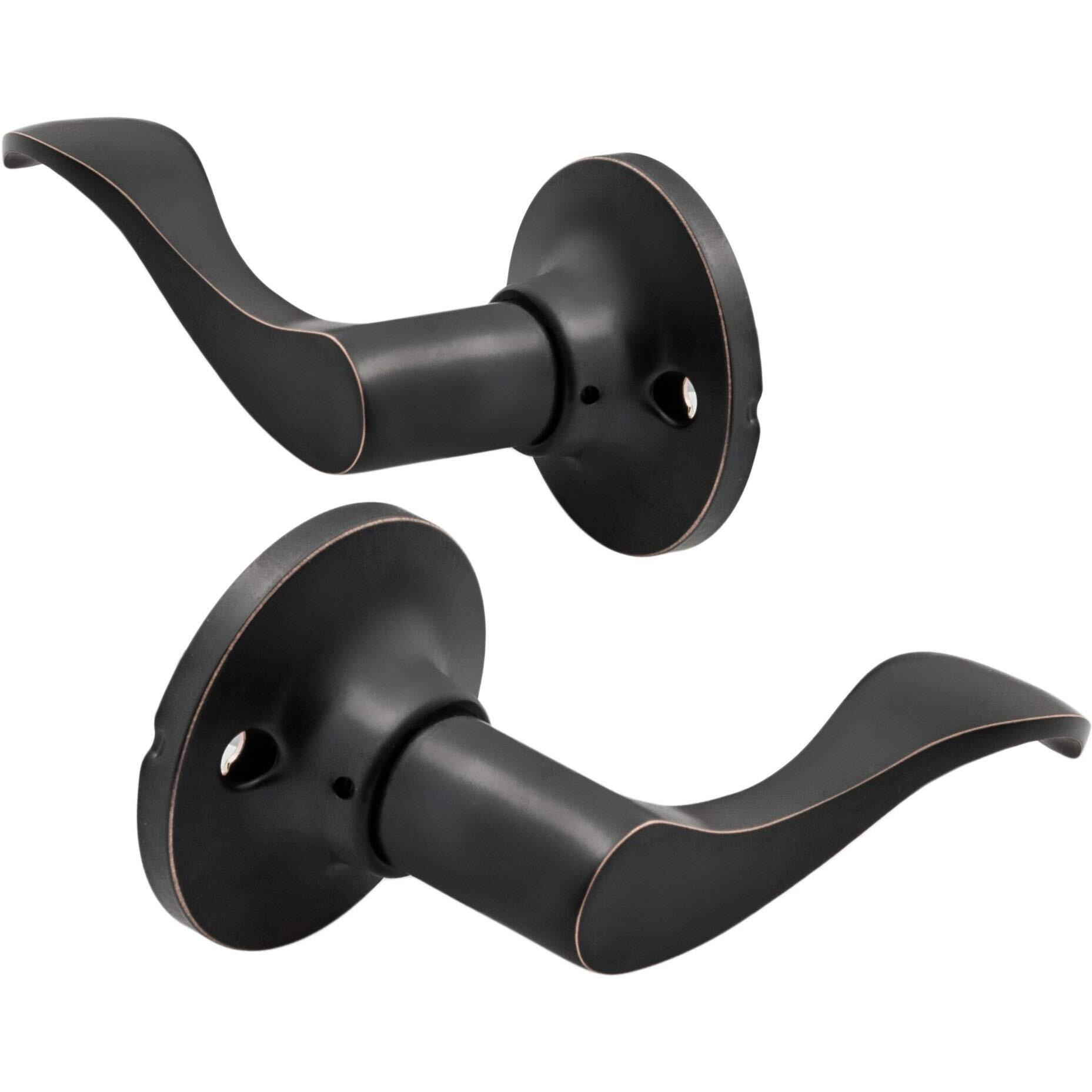 Berlin Modisch Dummy Lever Door Handle [Pack Of Two] For Closets With A Oil Rubbed Bronze Finish, Single Side, Non-Turning Pull Only Classic Series