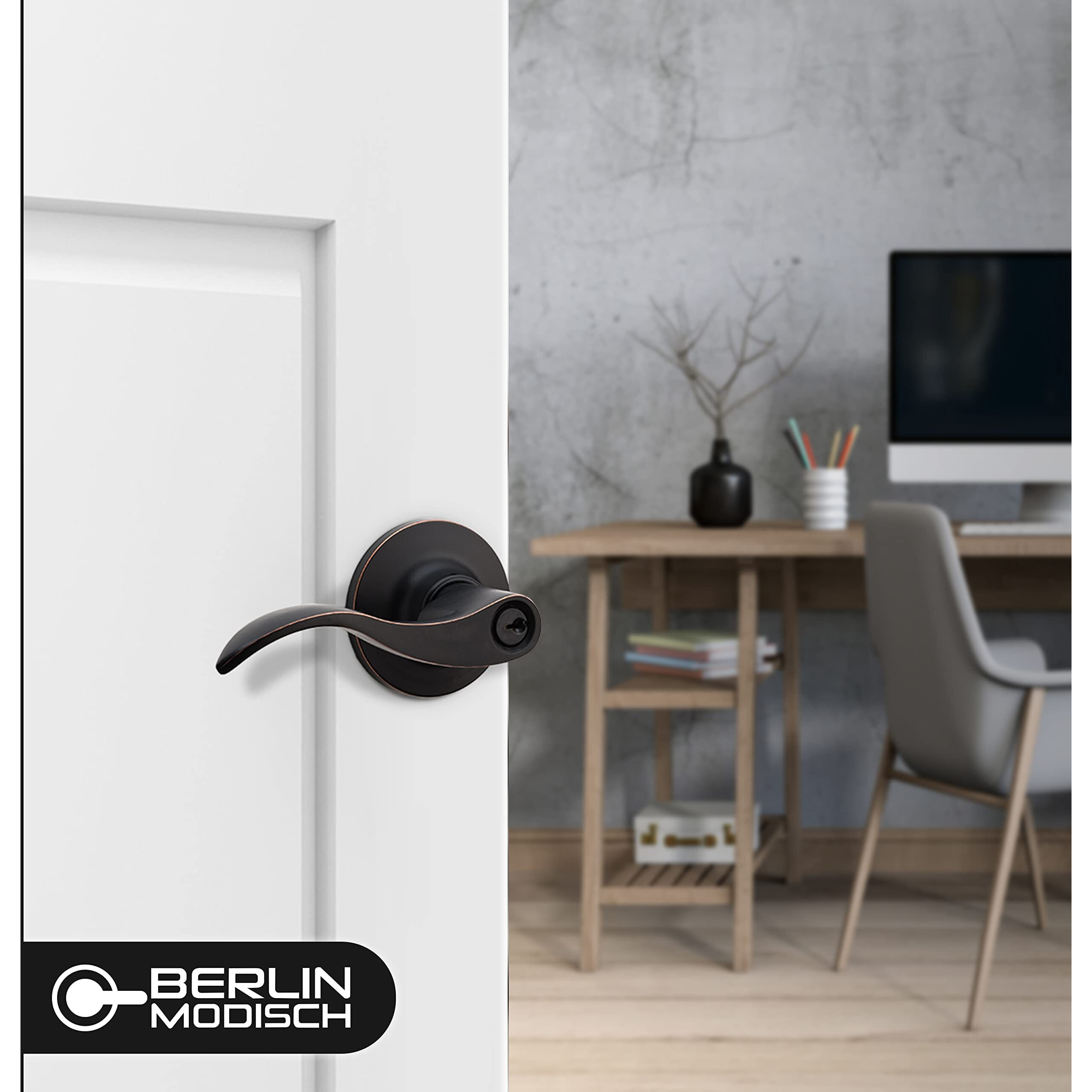 Berlin Modisch Dummy Lever Door Handle [Pack Of Two] For Closets With A Oil Rubbed Bronze Finish, Single Side, Non-Turning Pull Only Classic Series