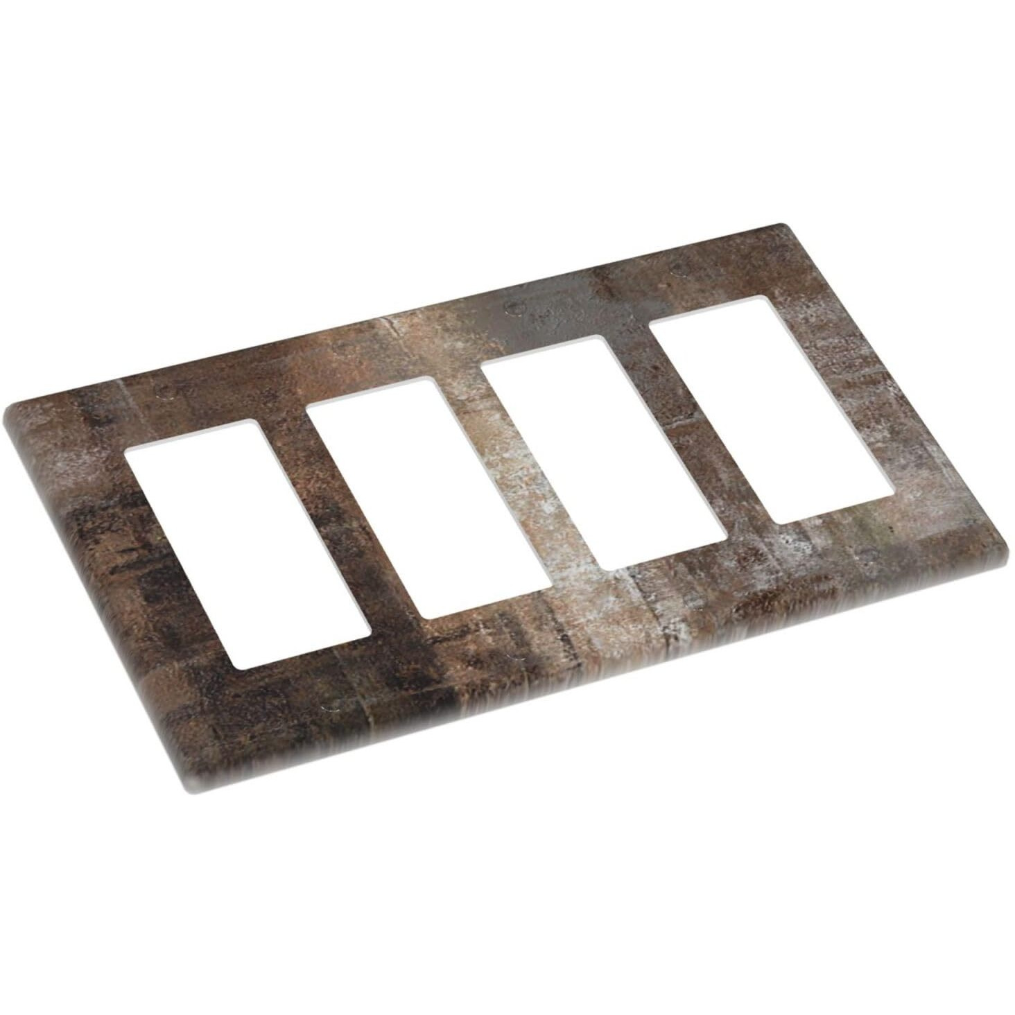 Brown Art Abstract 4 Gang Quad Rocker Light Switch Cover Plate Taupe Rust Oil Painting Decorative Electrical Faceplate For Bathroom Living Room Bedroom