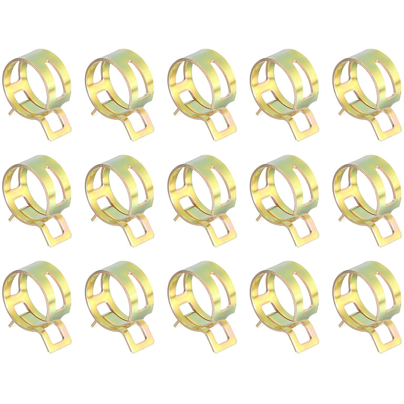 Uxcell 15Pcs Spring Band Type Action Fuel/Silicone Vacuum Hose Pipe Clamp, 17Mm Low-Pressure Air Spring Hose Clip Clamp For Automotive Oil Pipe Water Pipe, Color Zinc