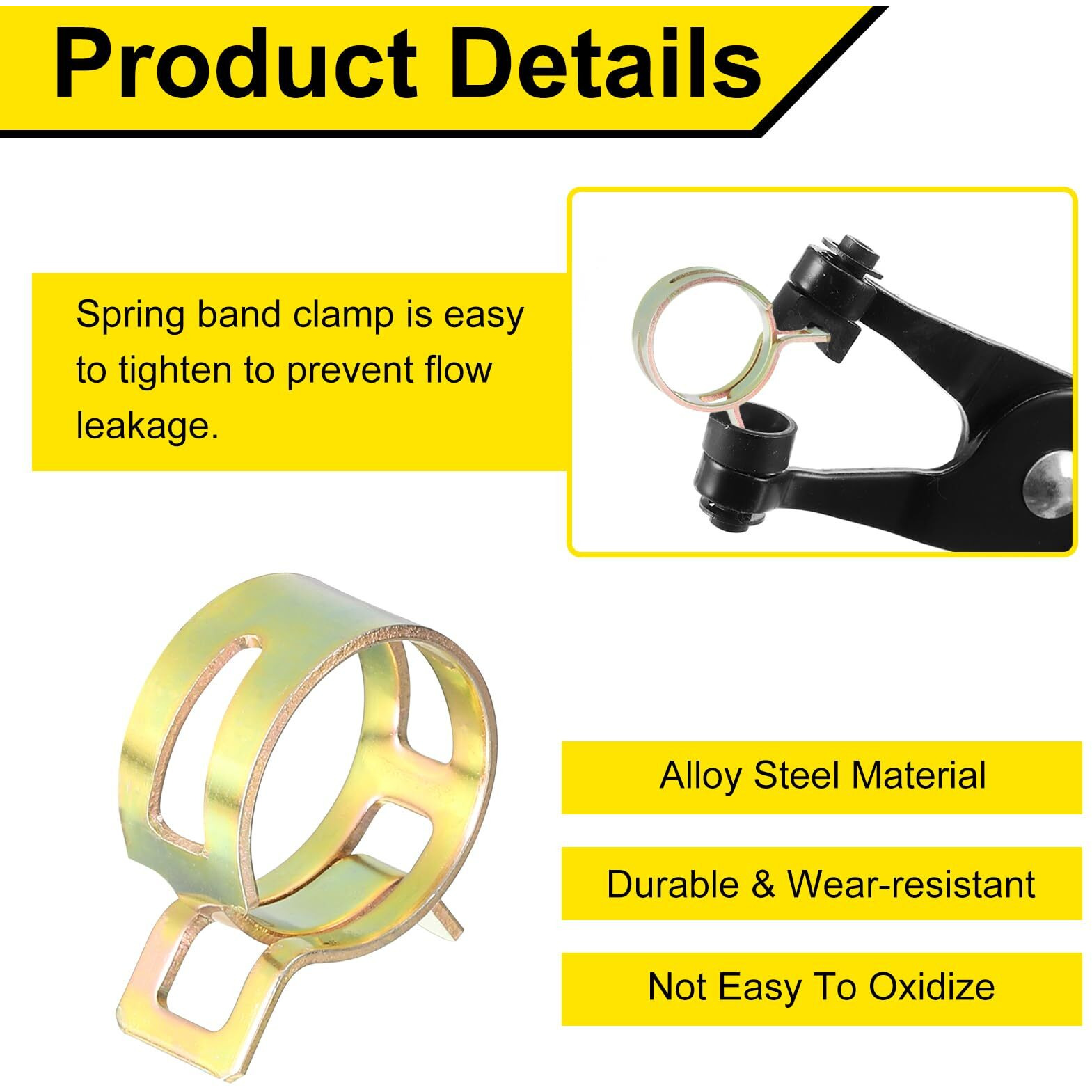Uxcell 15Pcs Spring Band Type Action Fuel/Silicone Vacuum Hose Pipe Clamp, 17Mm Low-Pressure Air Spring Hose Clip Clamp For Automotive Oil Pipe Water Pipe, Color Zinc