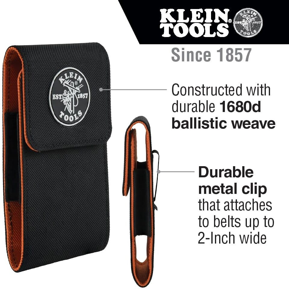 Klein Tools 55461 Phone Holder, Large, Fits Iphone, Google, Lg, Samsung Phones, With Magnetic Closure And Belt Clip