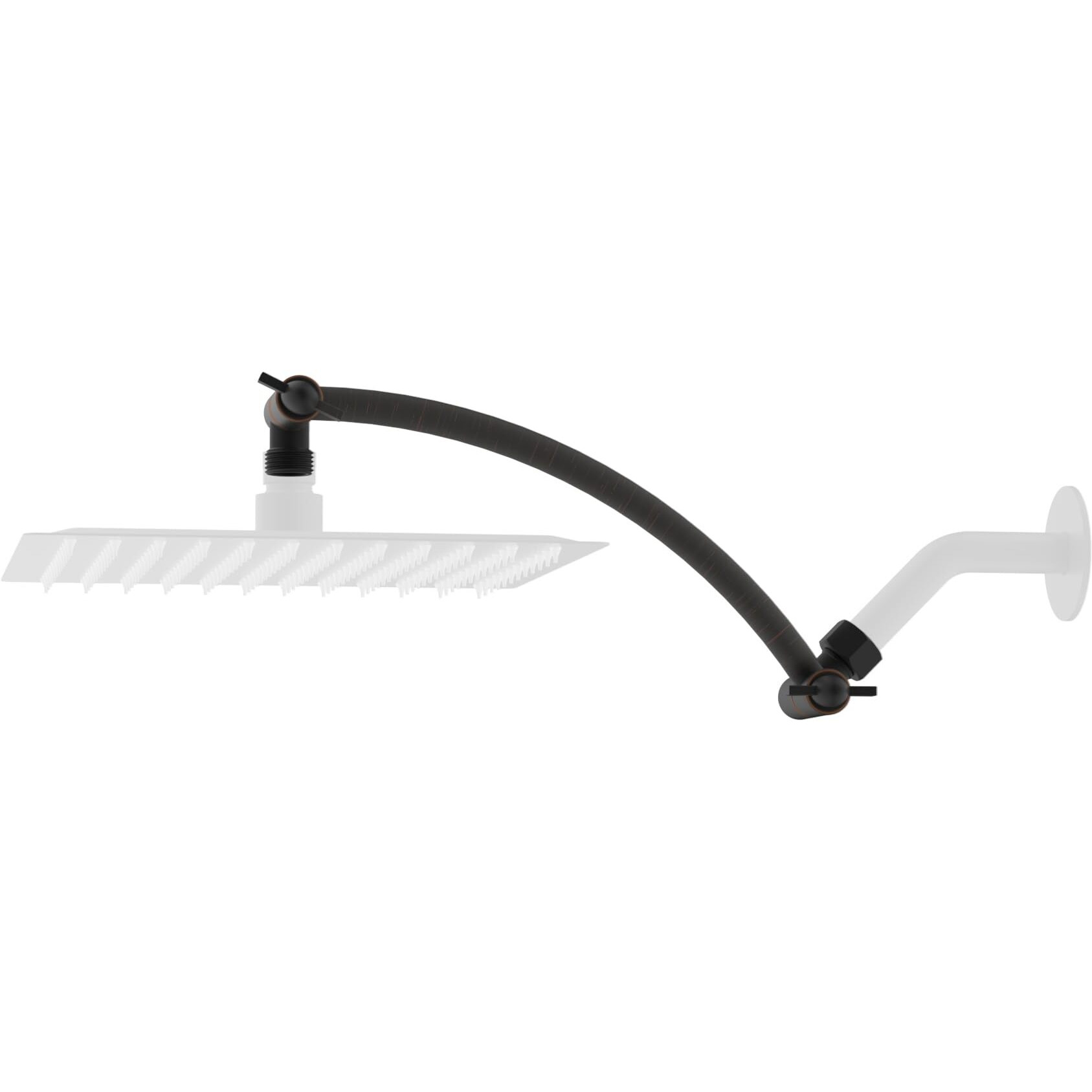 Hibbent All Metal 10'' Shower Head Extension Arm, Solid Brass Flexible Height & Angle Adjustable Shower Arm Extender, Universal Connection, Stainless Steel Pipe Height Extending, Oil Rubbed Bronze