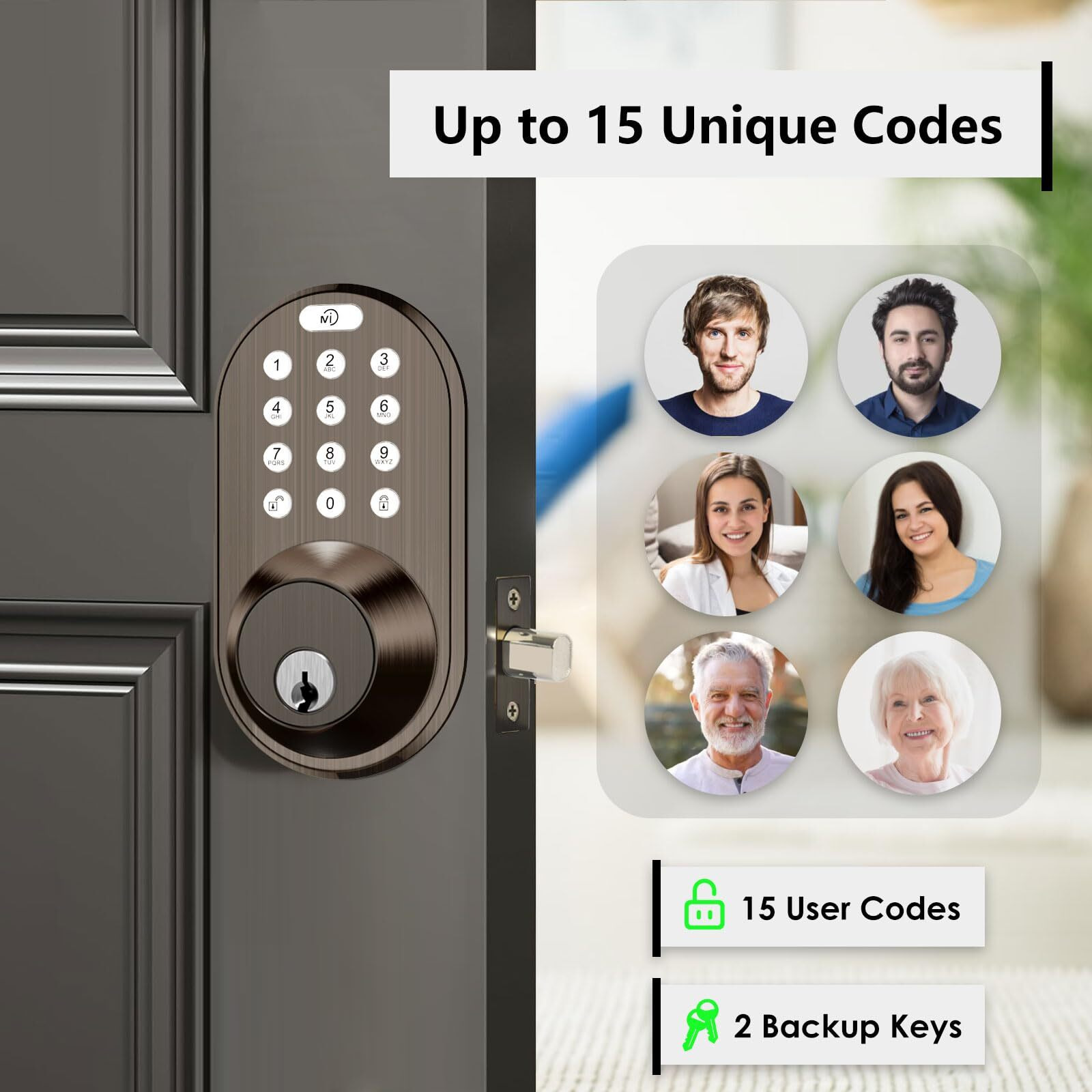 Keyless Entry Keypad Door Lock - Upgraded Smart Electronic Digital Code Deadbolt For Front Doors With Keys, One-Touch Locking, Easy Installation (Oil Rubbed Bronze)