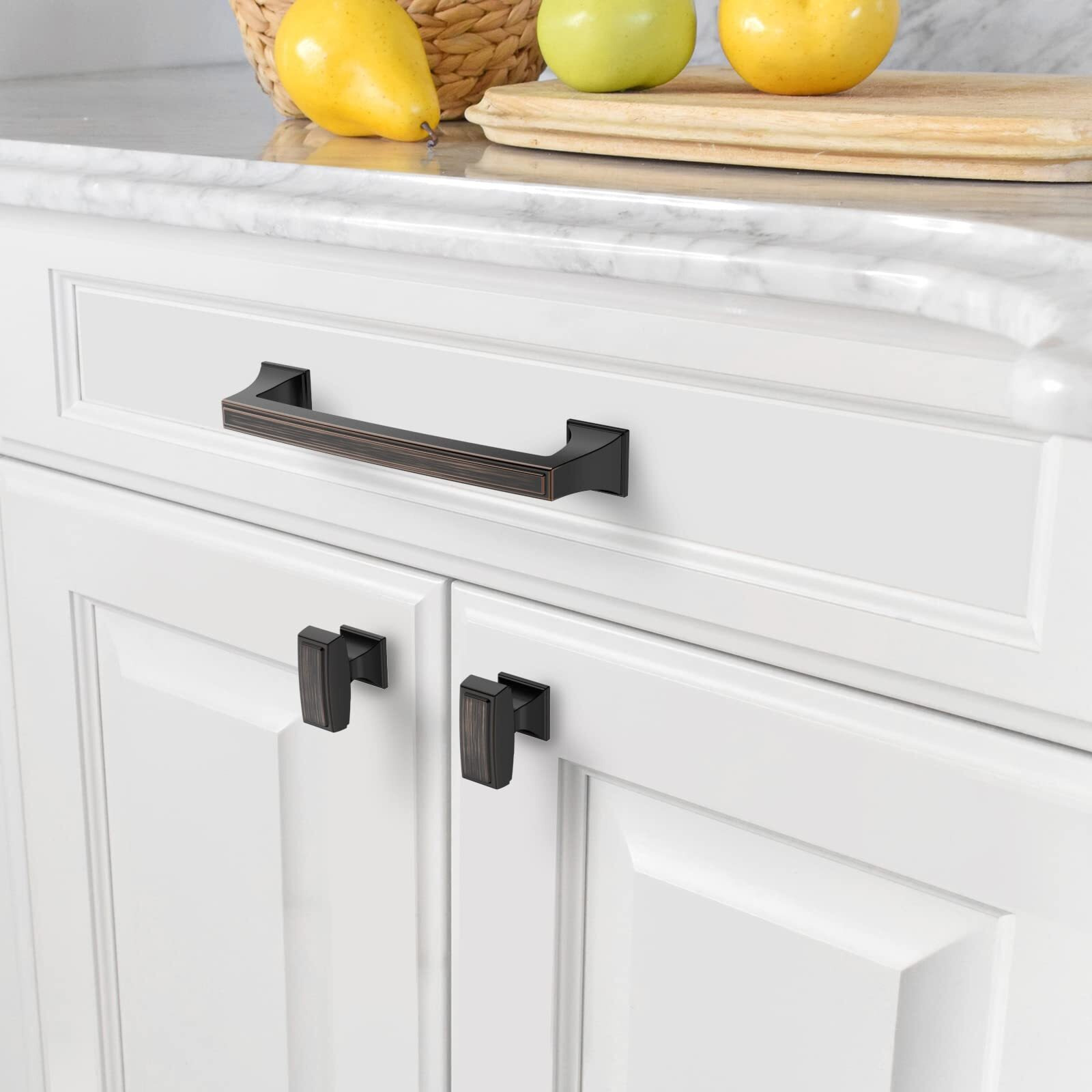 Amerdeco 10 Pack Oil Rubbed Bronze Cabinet Knobs 1.4 Inch(35Mm) Single Hole Cabinet Handles Dresser Knobs Drawer Knobs And Pulls For Bathroom Cabinets