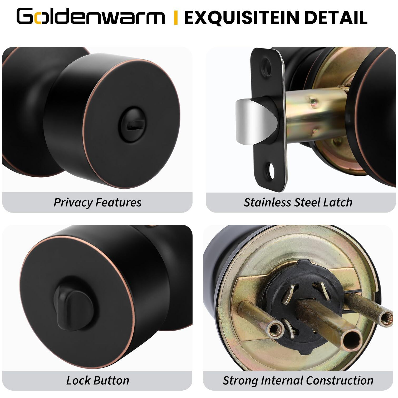 Goldenwarm Oil Rubbed Bronze Door Knobs Interior, Privacy Door Knob Bronze Door Knobs Interior Bulk Privacy Door Knobs For Bedroom Or Bathroom (6 Pack)