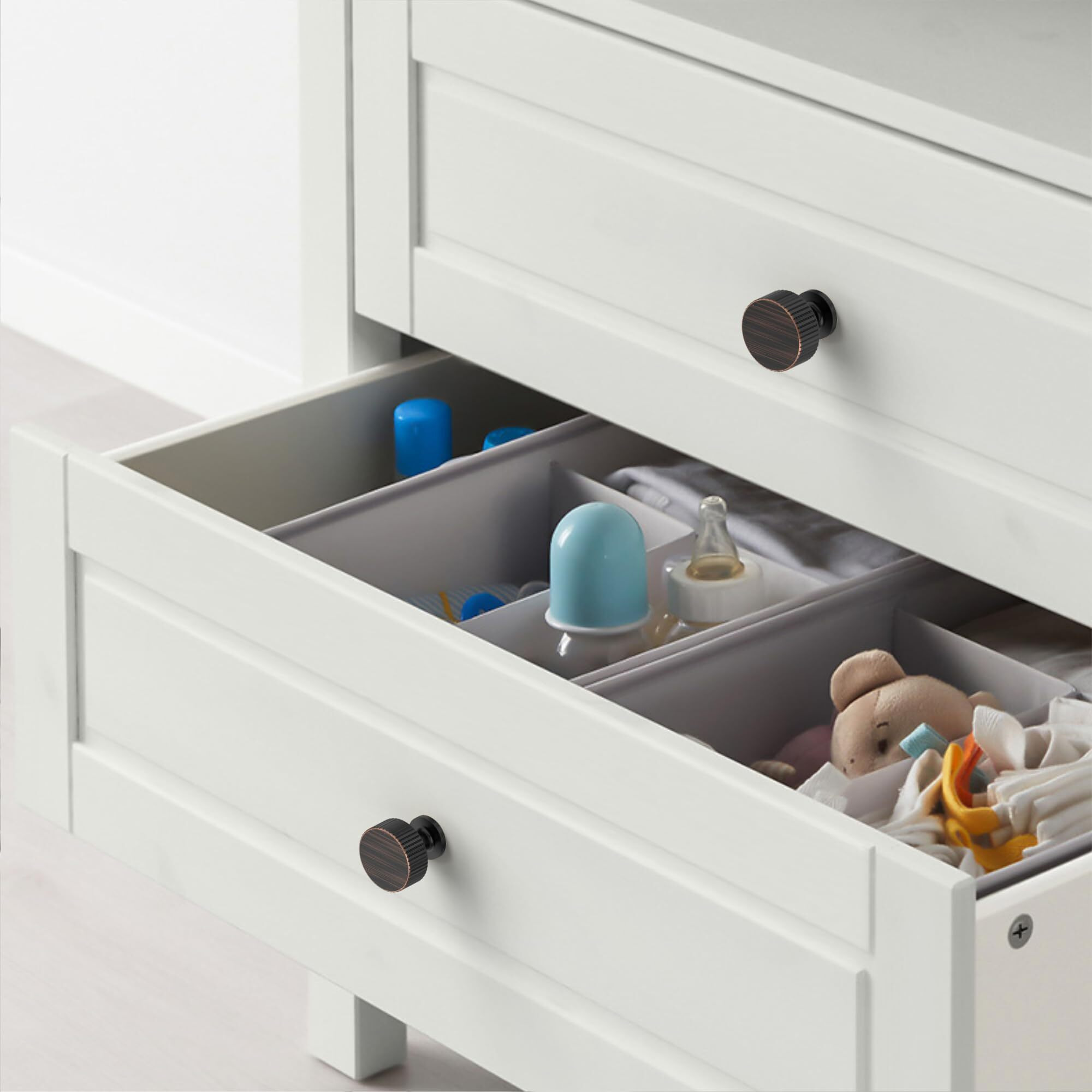 Alzassbg 10 Pack Oil Rubbed Bronze Cabinet Knobs, 1.1 Inch(28Mm) Diameter Cabinet Handles Kitchen Hardware For Cabinets And Drawers Al6095Orb