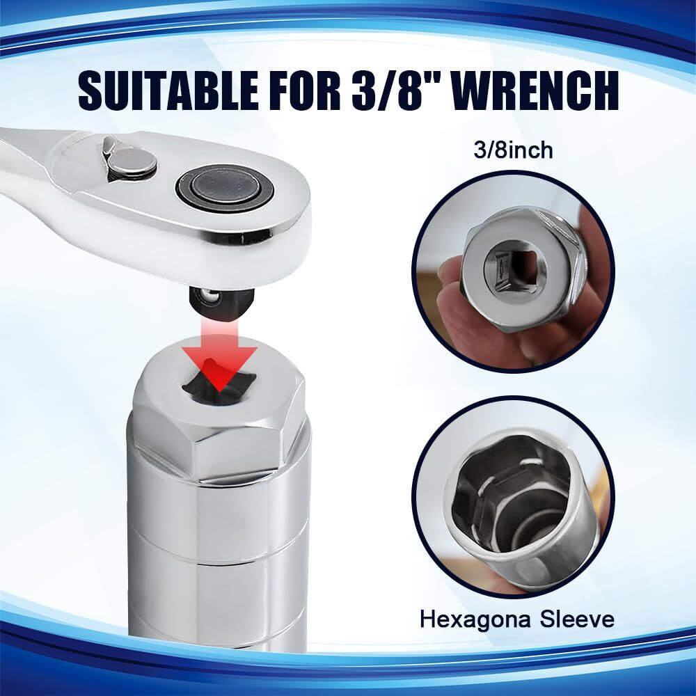 Tecledsn Oil Pressure Sensor Socket, Oil Pressure Sending Unit Socket, 1 1/16"" Socket Switch Fits 3/8"" Drive Or 1 1/8"" Hex Wrench, Disassembly Tool For Quick Removing Oil Sending Unit (White)