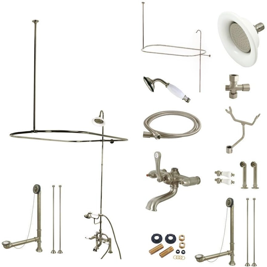 Kingston Brass Cck1178Dpl Vintage 7-Inch Centerset Clawfoot Tub Fixture With Shower Riser Package Combo, Oil Rubbed Bronze