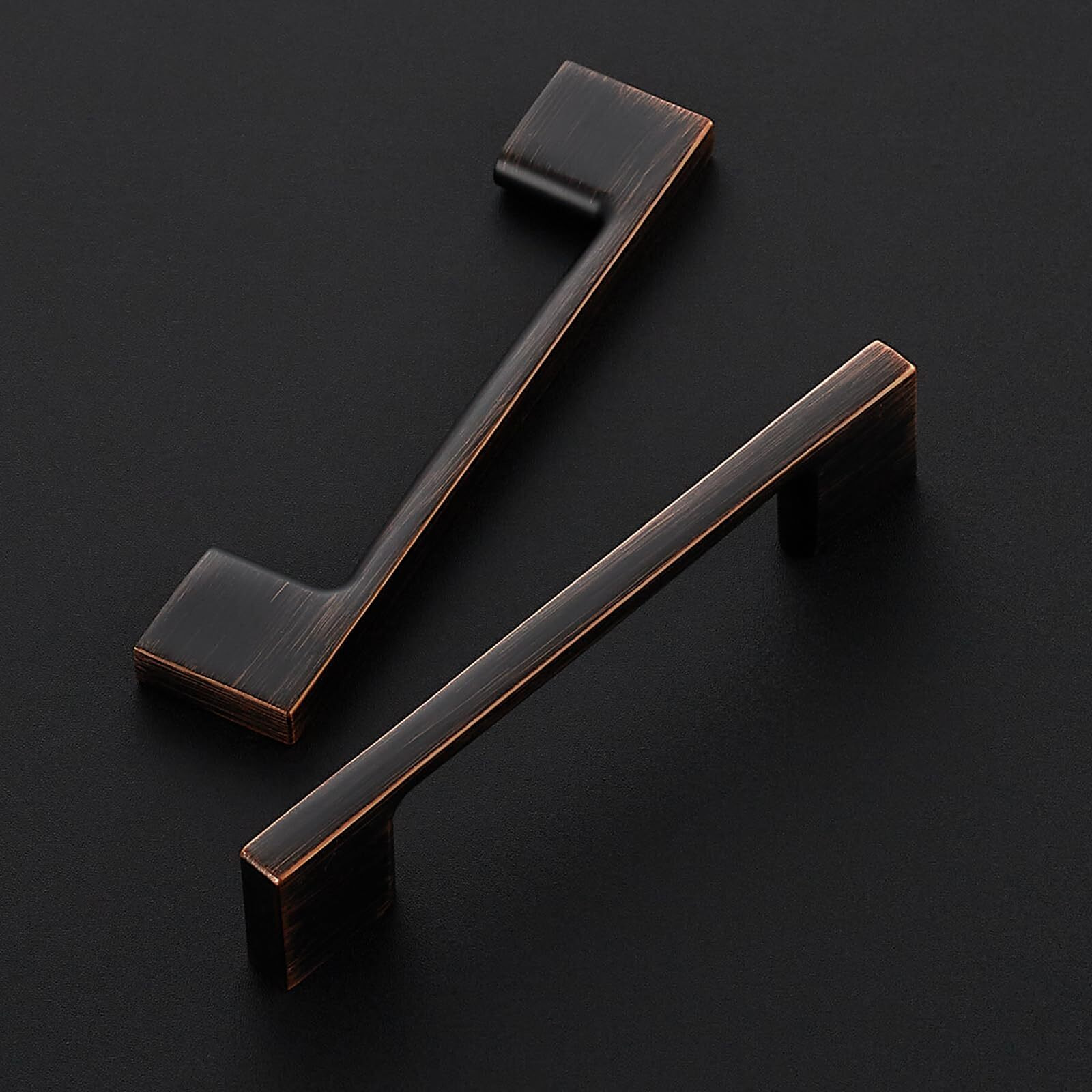 Ravinte Decor 15 Pack Kitchen Cabinet Handles 3.75"" Hole Center Wide Foot Drawer Pulls - Oil Rubbed Bronze Cabinet Pulls Solid Kitchen Hardware For Drawer Dresser Closet Door Handles