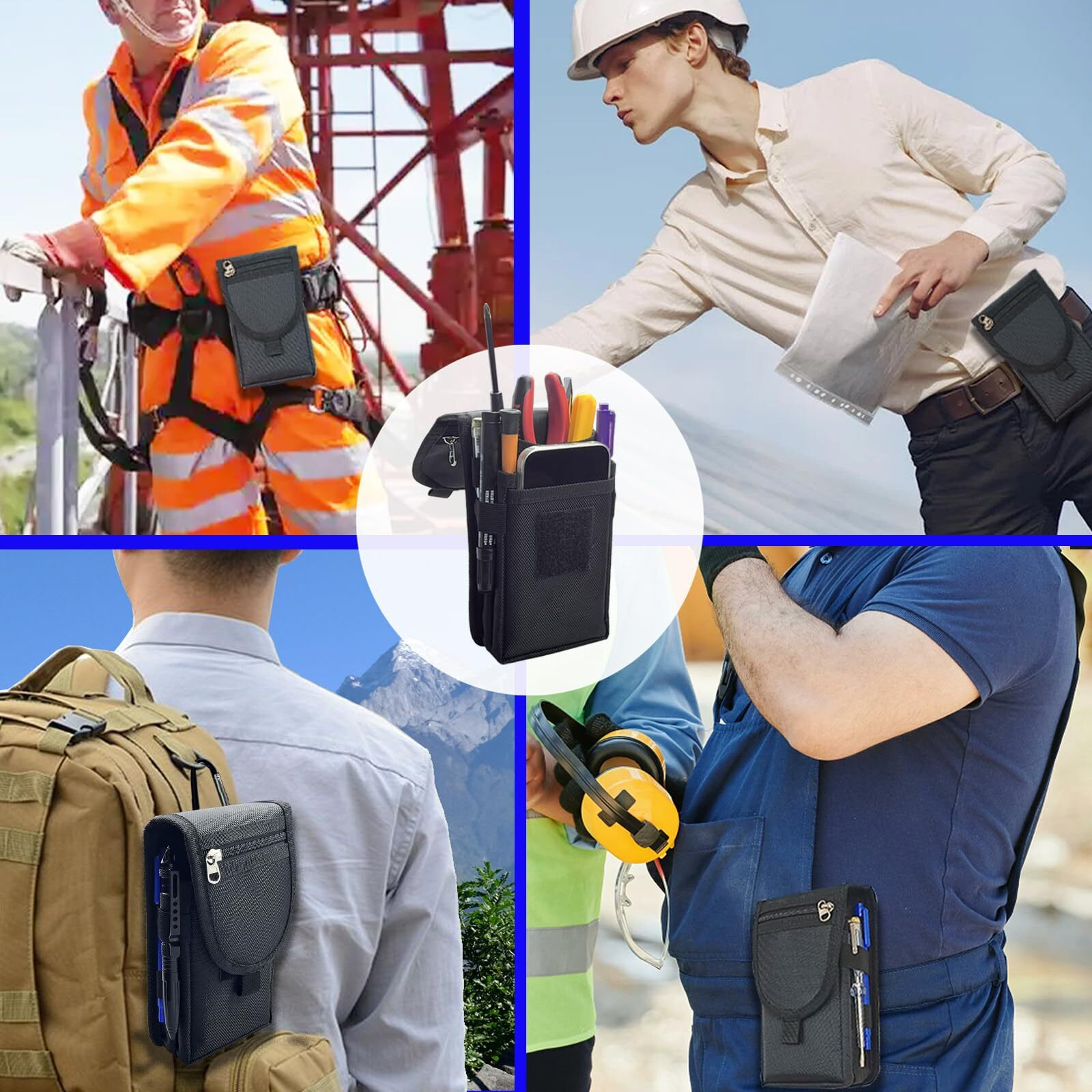 Belt Tool Pouch,Tactical Utility Pouch, Heavy-Duty Nylon Edc Multitool Organizer,Cell Phone Holder, Multi-Pockets Tool Holster Sheath Bag For Electricians Handymen Work Maintenance Dailylife Hiking